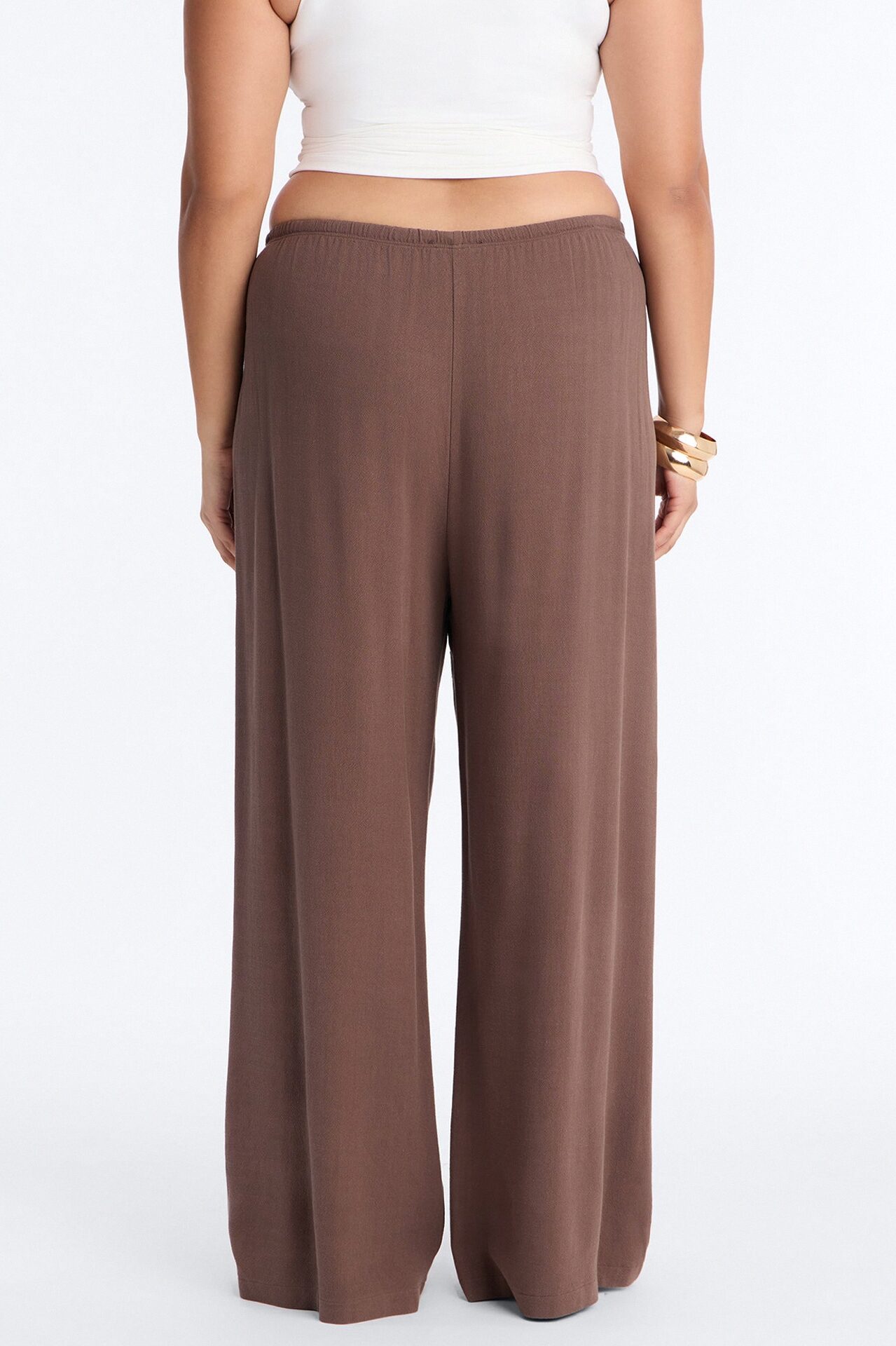 Kienna Low Rise Linen Wide Leg Pant 30″ - Chocolate