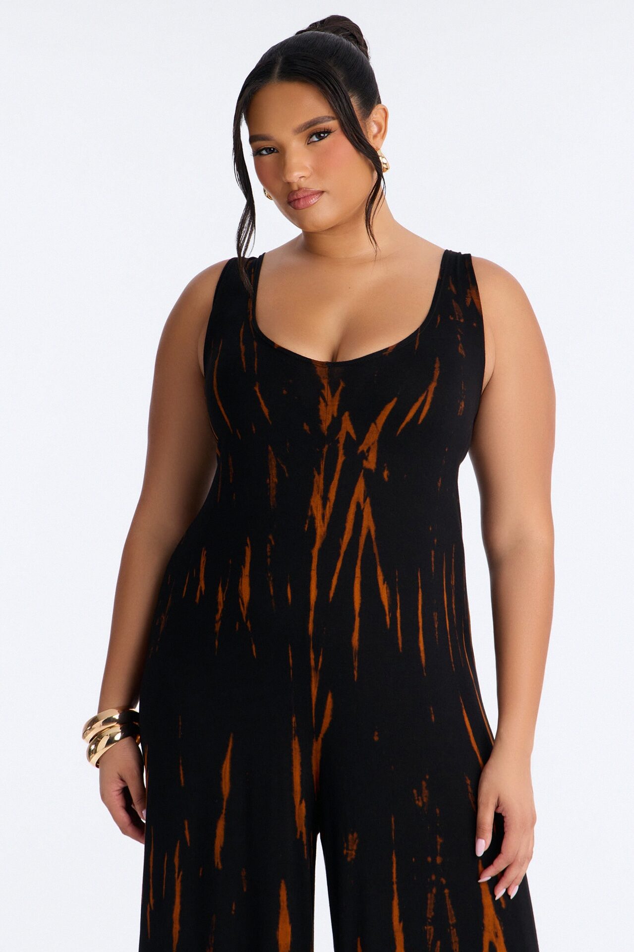 Rileigh Tie Dye Wide Leg Jumpsuit - Rust