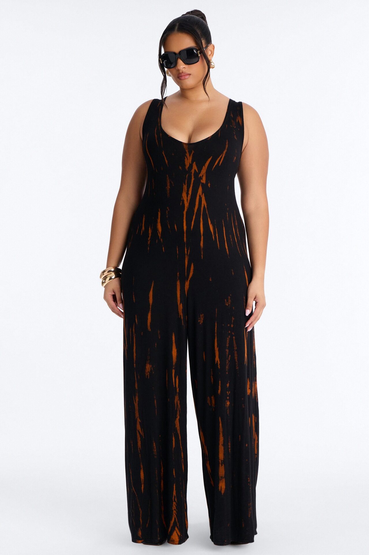 Rileigh Tie Dye Wide Leg Jumpsuit - Rust
