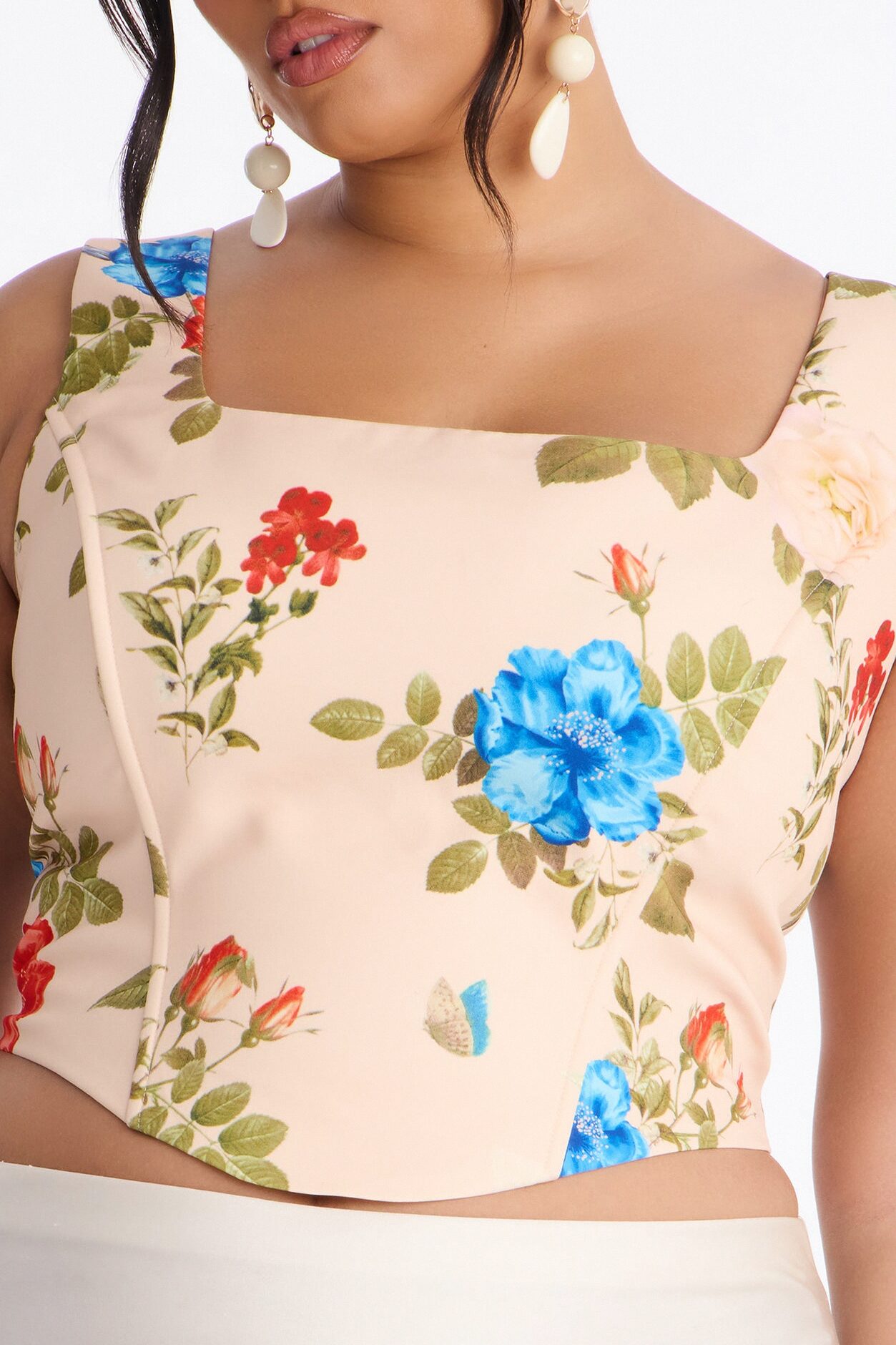 Sprinkled In Floral Back Zip Corset - Blush/combo
