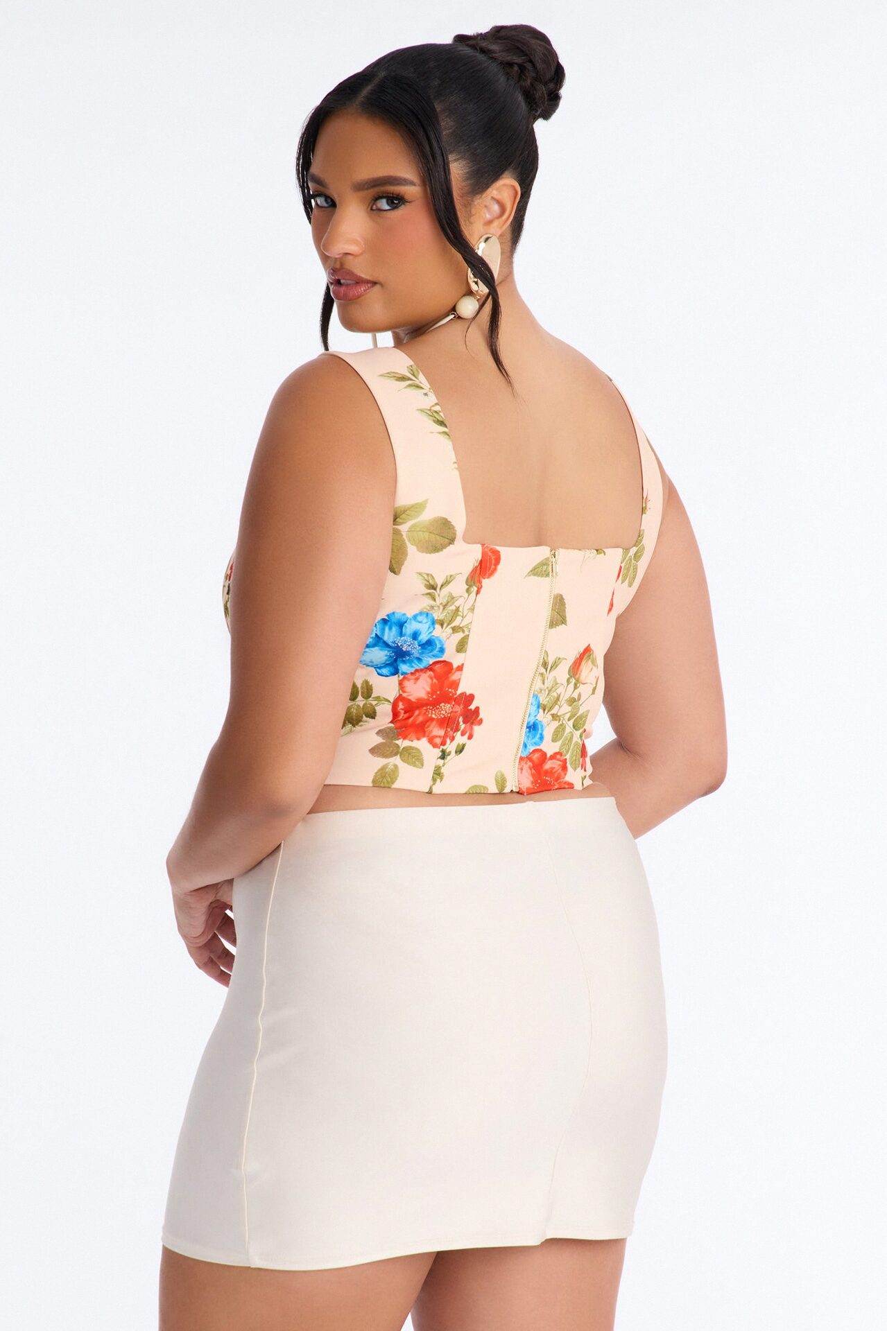 Sprinkled In Floral Back Zip Corset - Blush/combo
