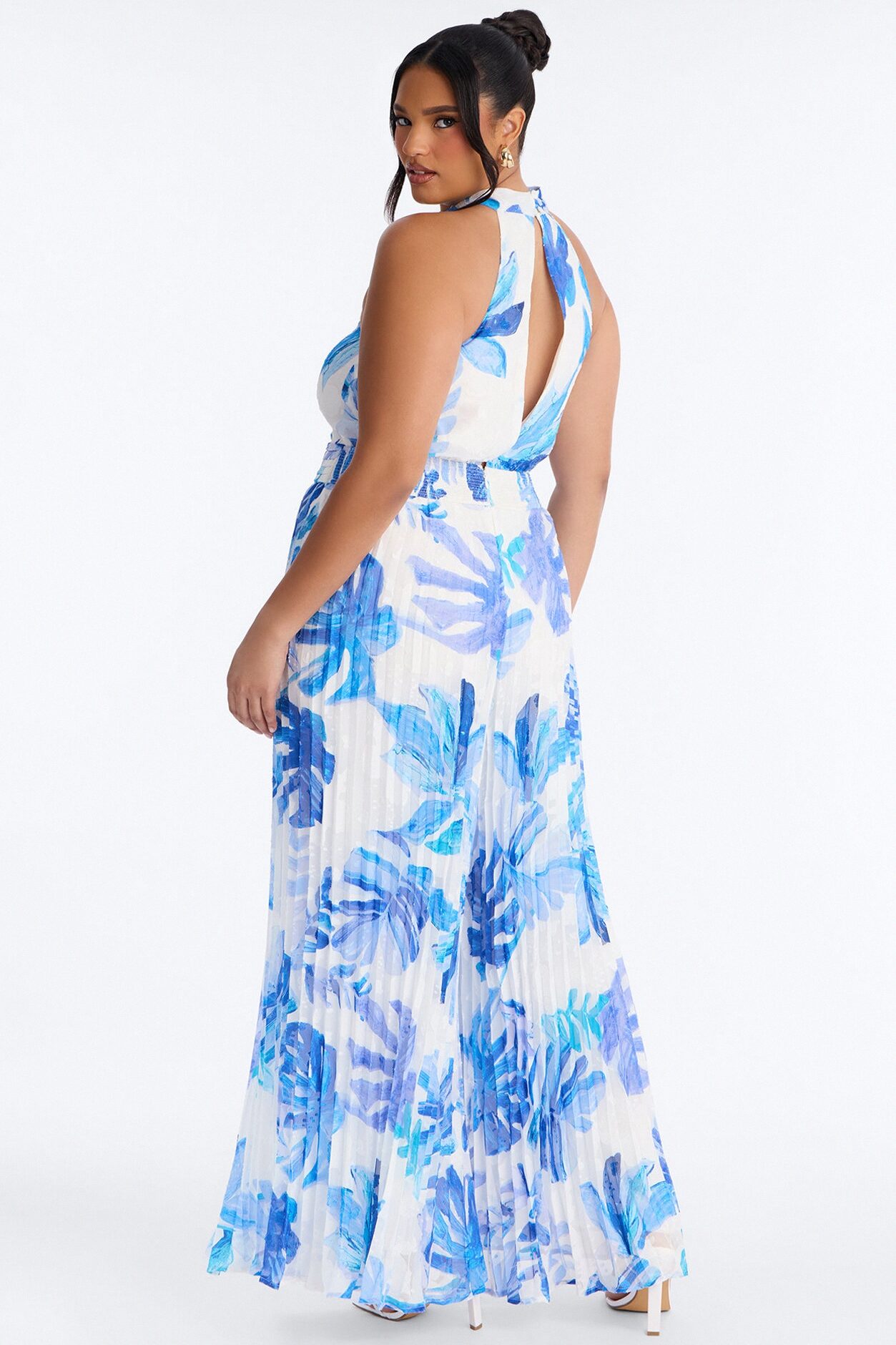 Deanna Tropical Chiffon Wide Leg - Blue