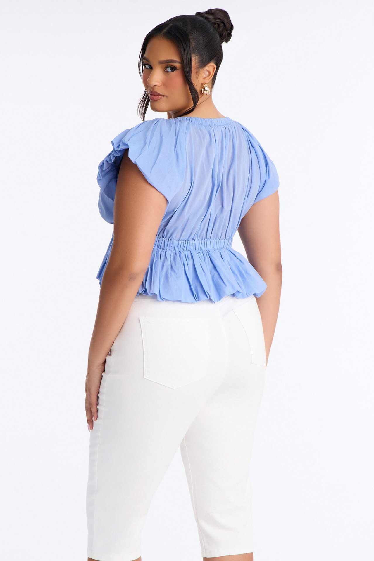 Summer Delight Ruched Top - Blue