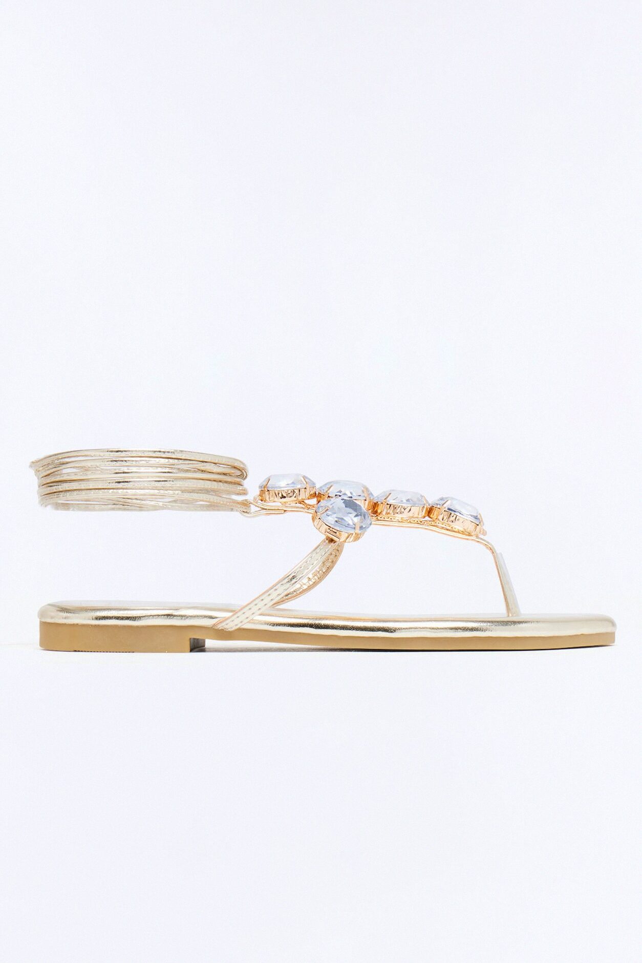 Gems Wrap Up Sandals - Gold