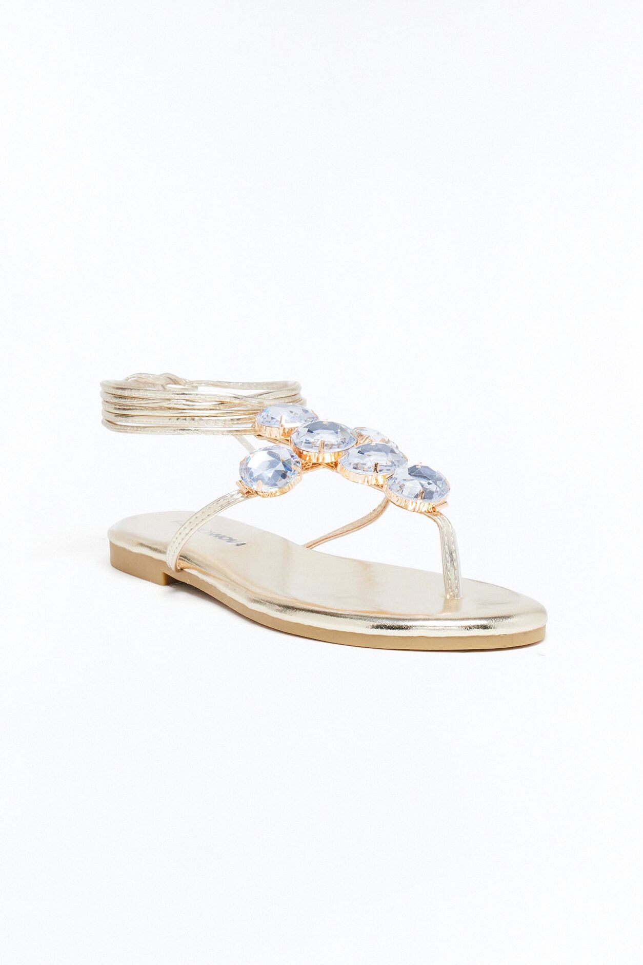Gems Wrap Up Sandals - Gold
