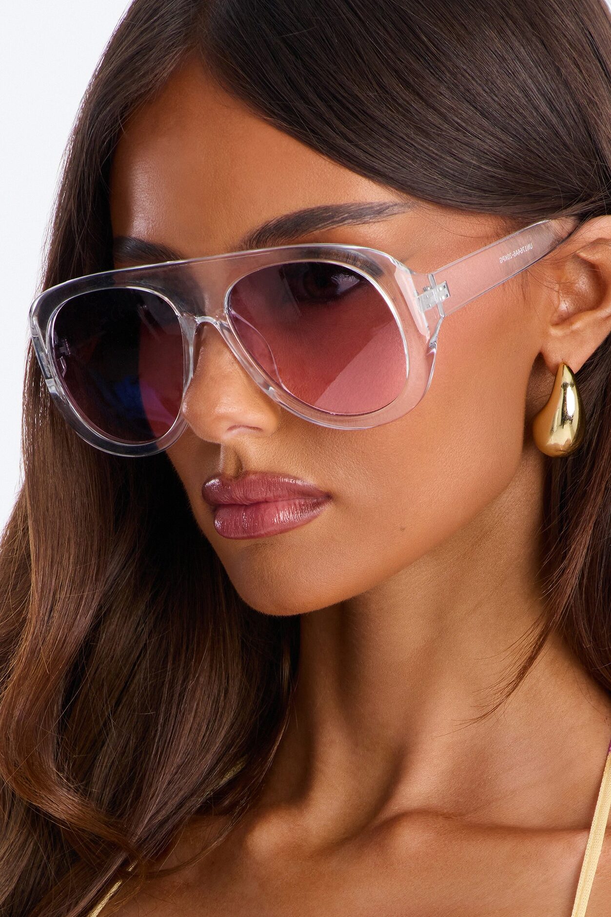 Glossy Gaze Sunglasses - Clear/Pink