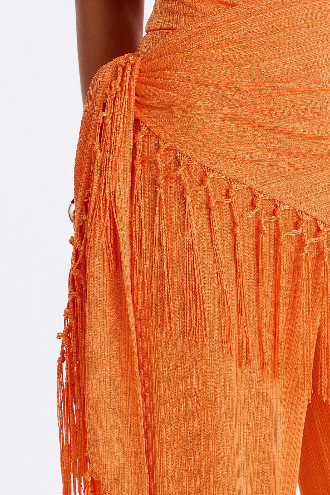 Too Chic Jumpsuit And Waist Scarf Set - Orange