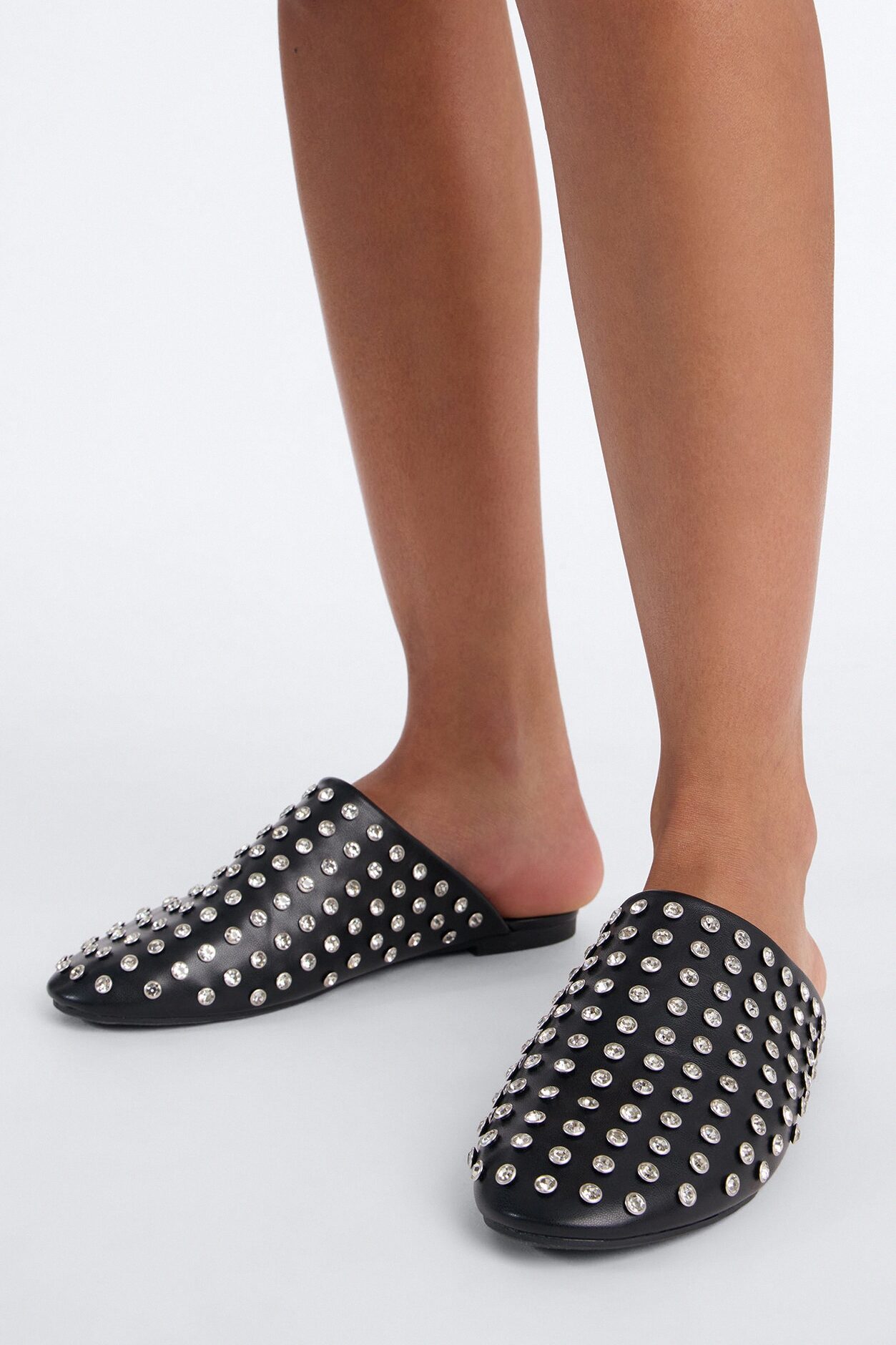 Una Rhinestone Flats - Black