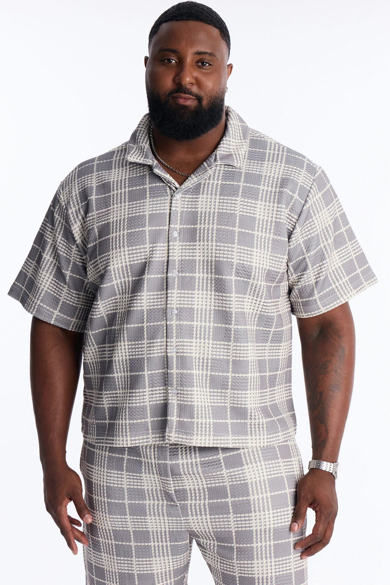 Islander Beadline Cuban Collar Shirt - Grey