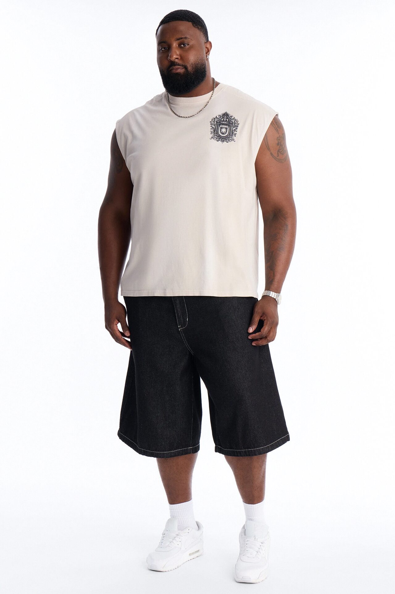 Born A King Vintage Muscle Tee - Charcoal