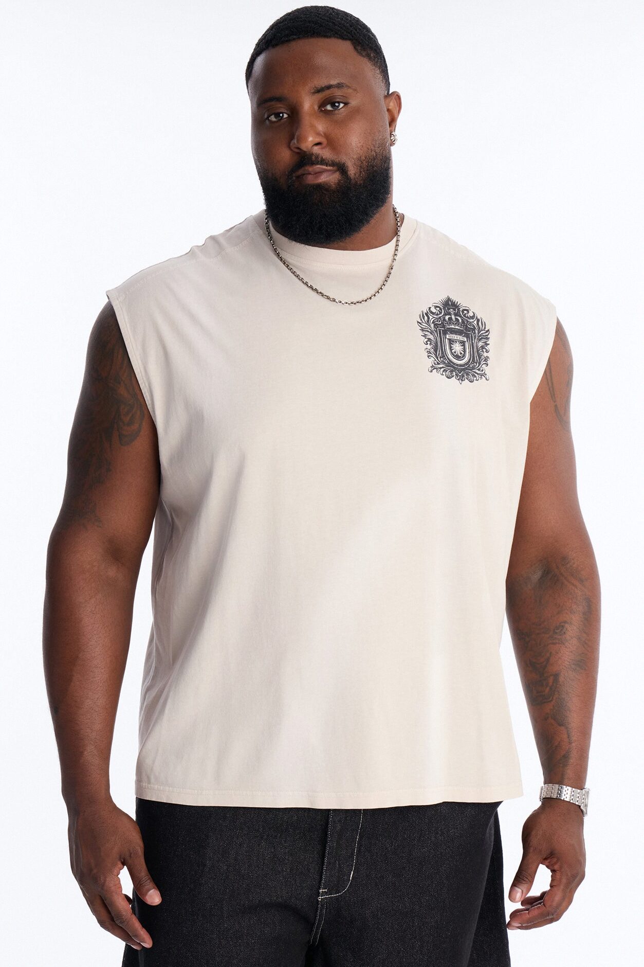 Born A King Vintage Muscle Tee - Charcoal
