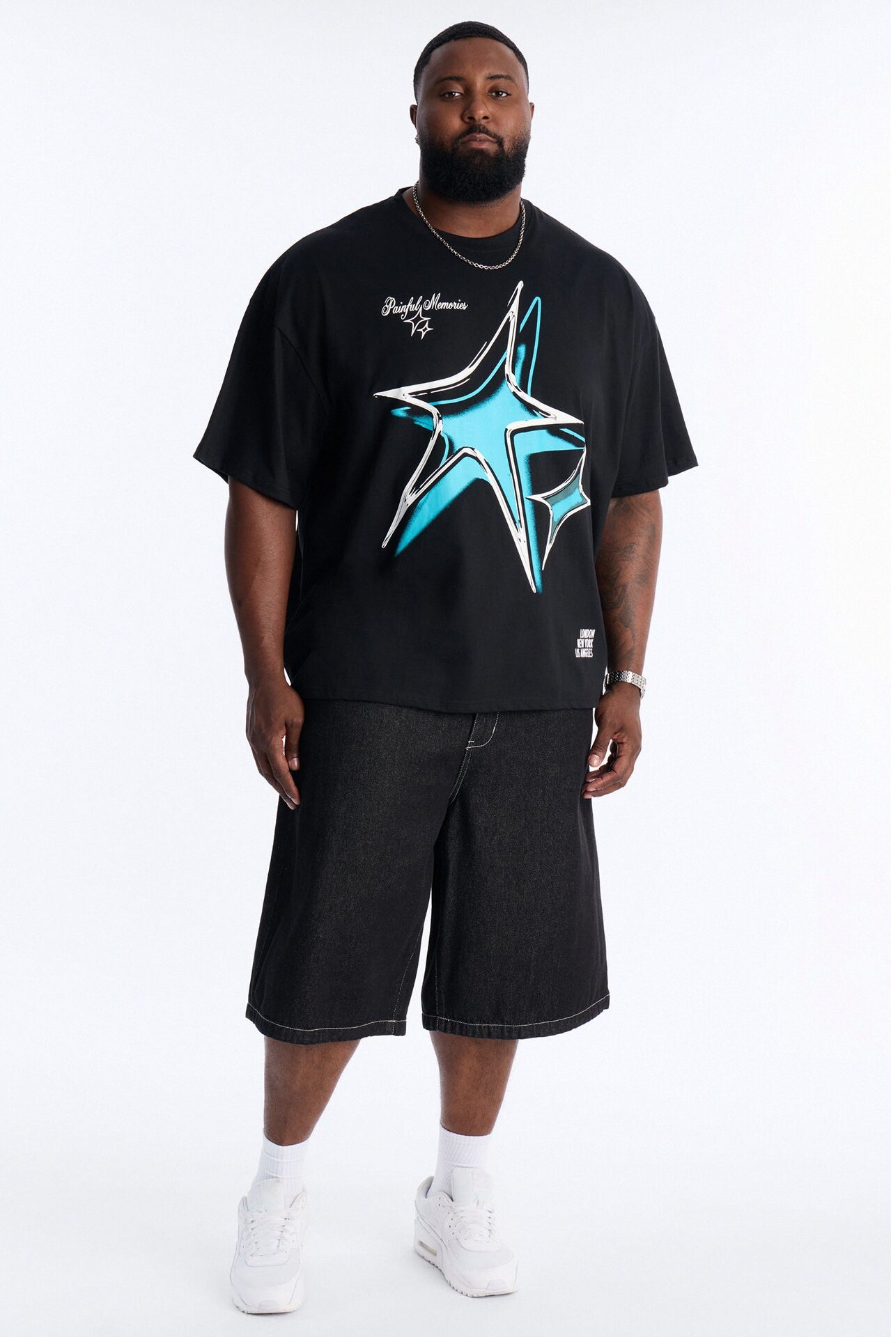 Star Memories Oversized Short Sleeve Tee - Black