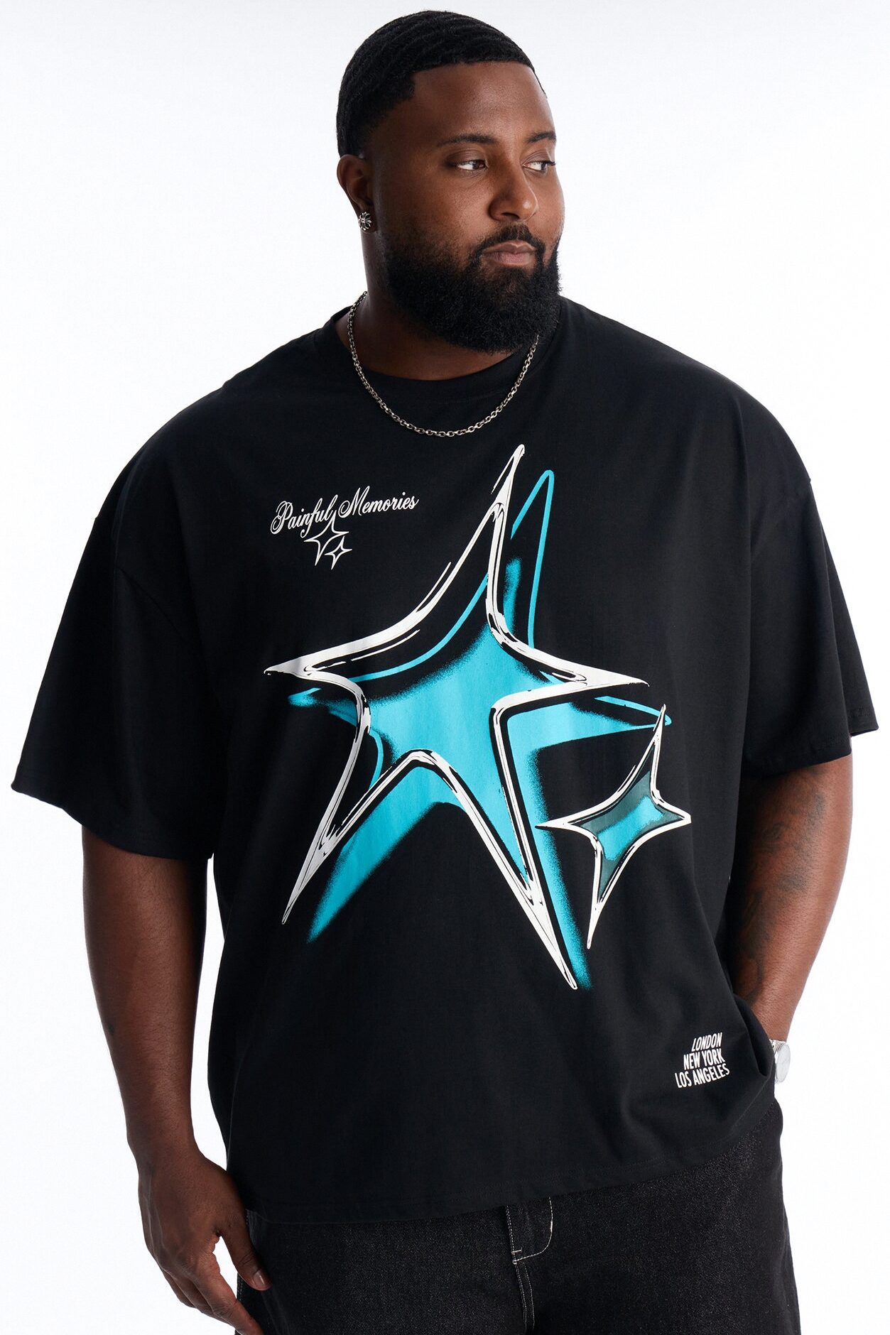 Star Memories Oversized Short Sleeve Tee - Black