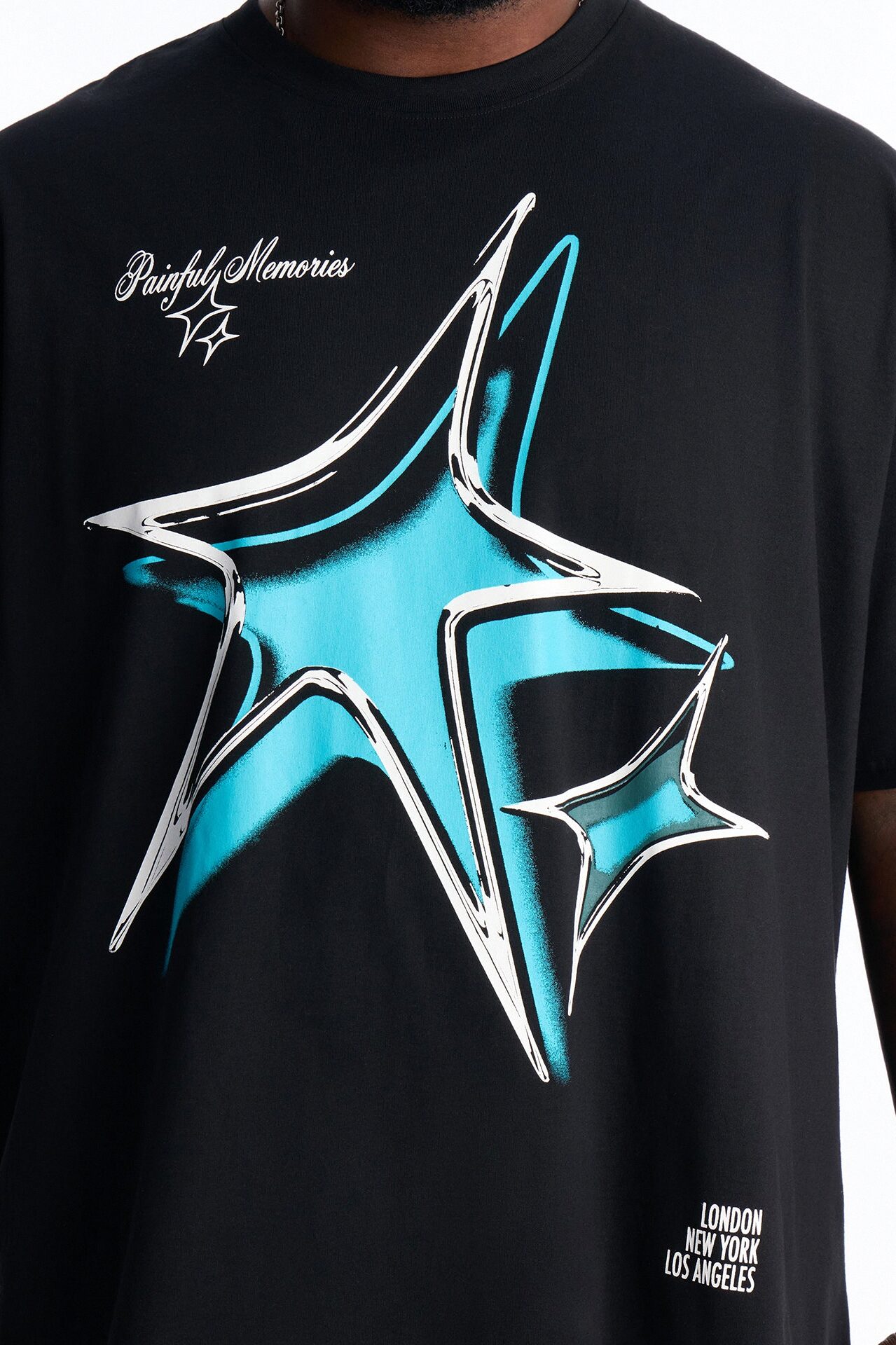 Star Memories Oversized Short Sleeve Tee - Black