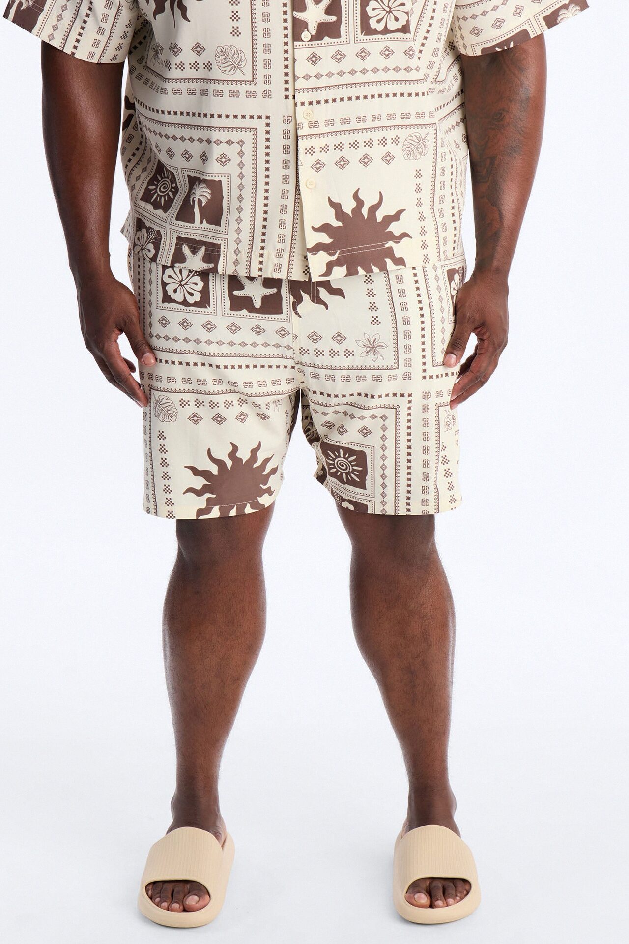 Terra Mosaic Swim Trunk 7″ - Brown