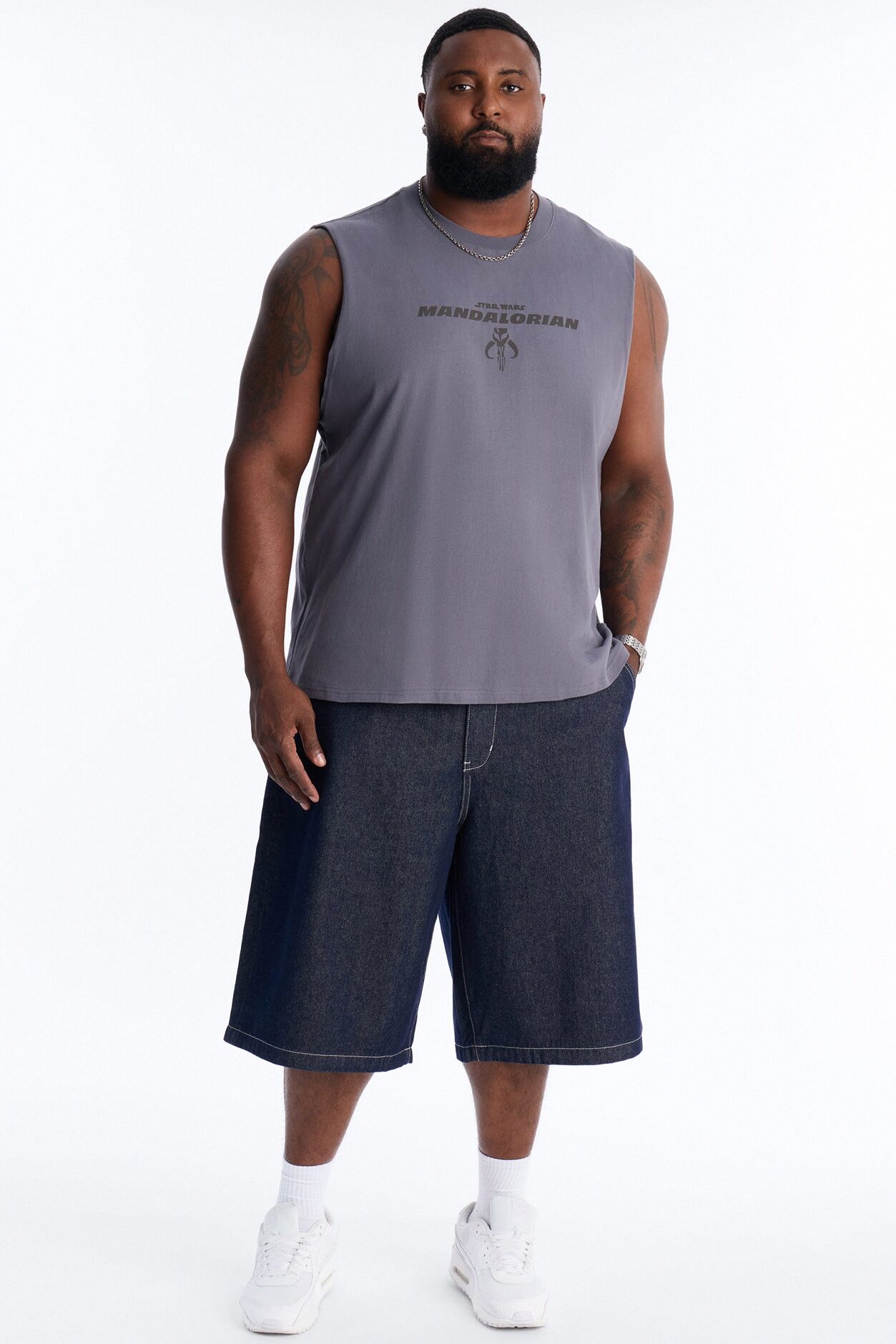 Star Wars Mandalorian Heavy Weight Muscle Tee - Charcoal