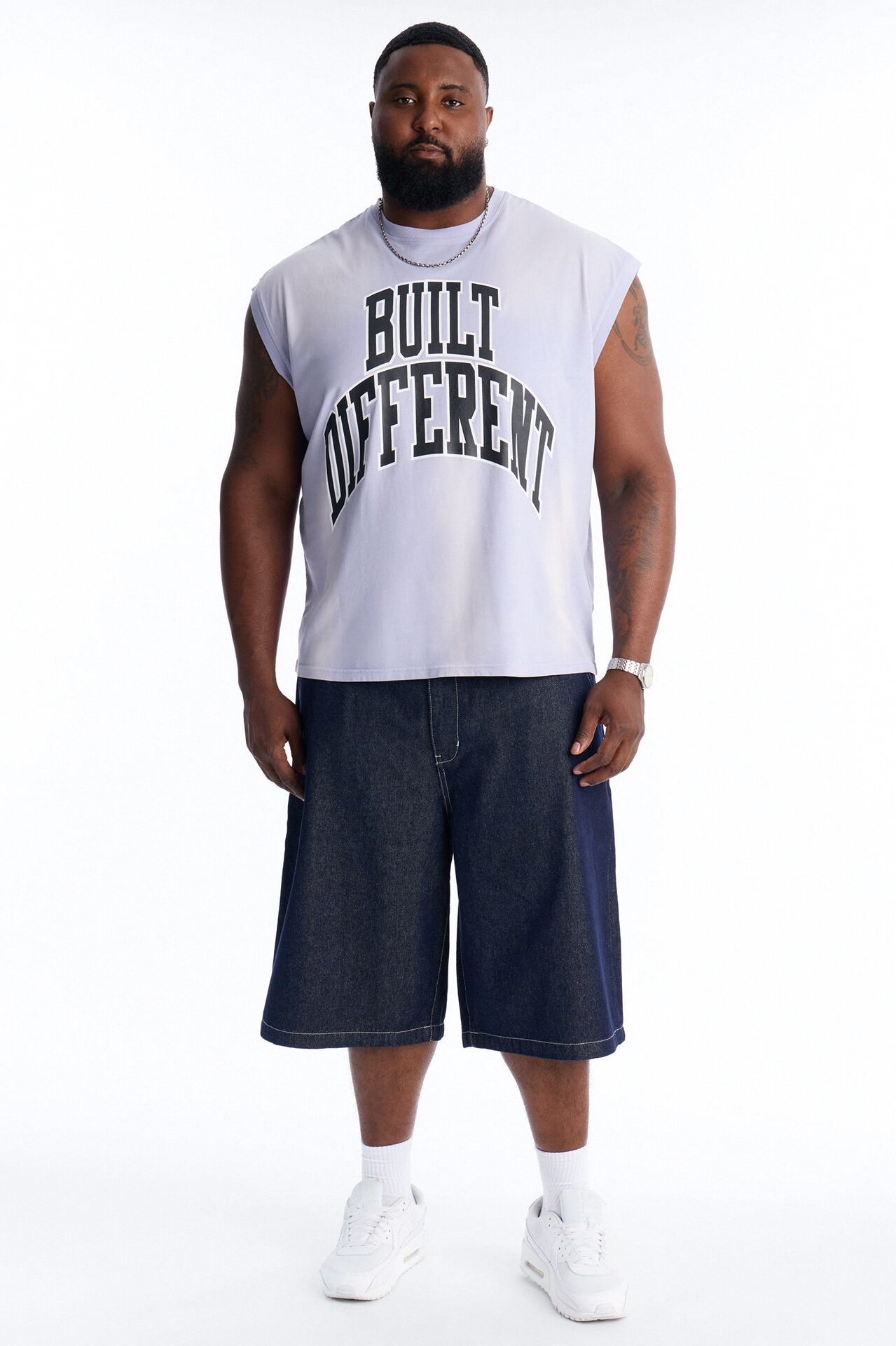 Built Different Vintage Muscle Tee - Blue Wash