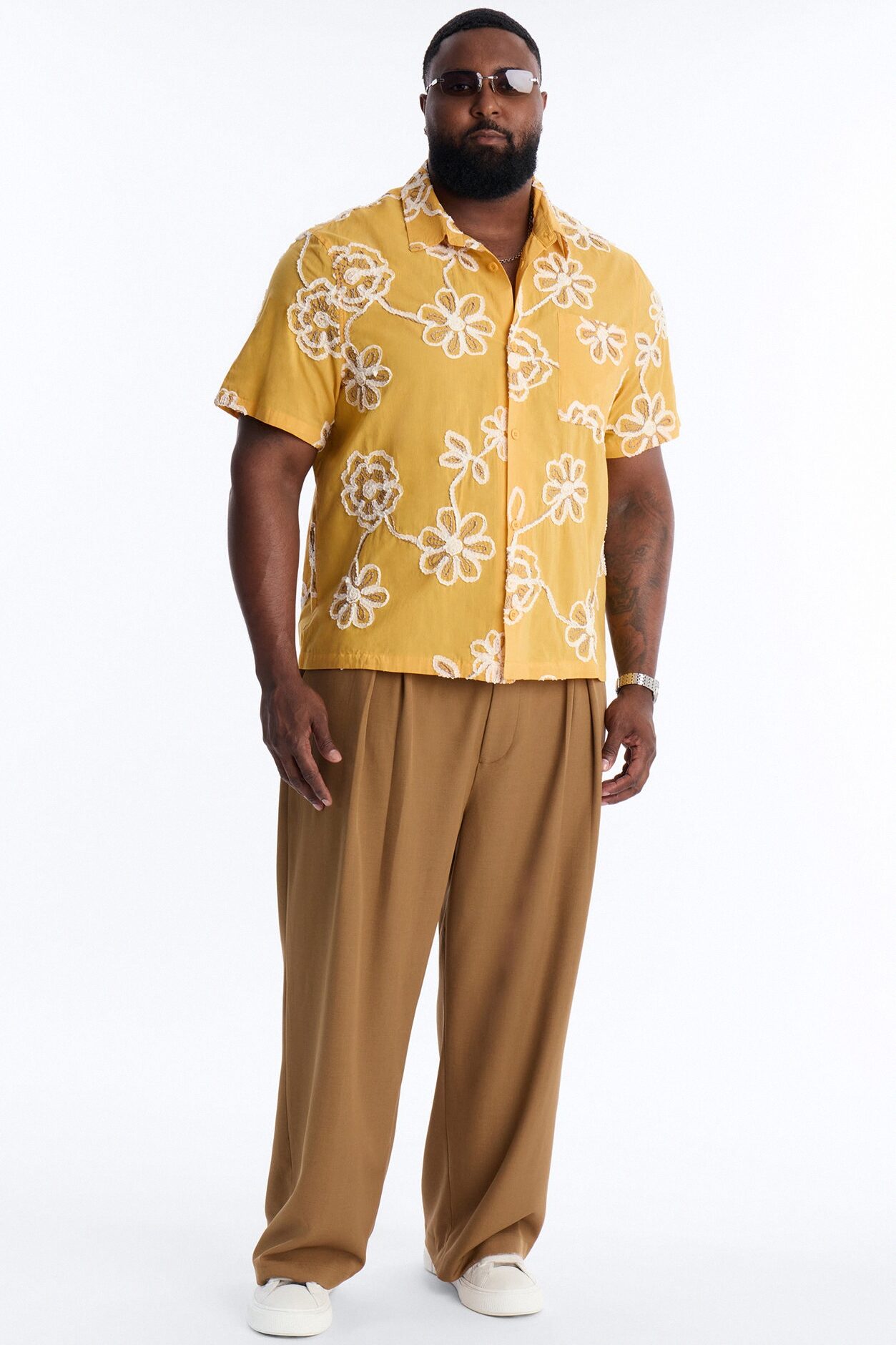 Paper Flore Short Sleeve Button Up Shirt - Mustard