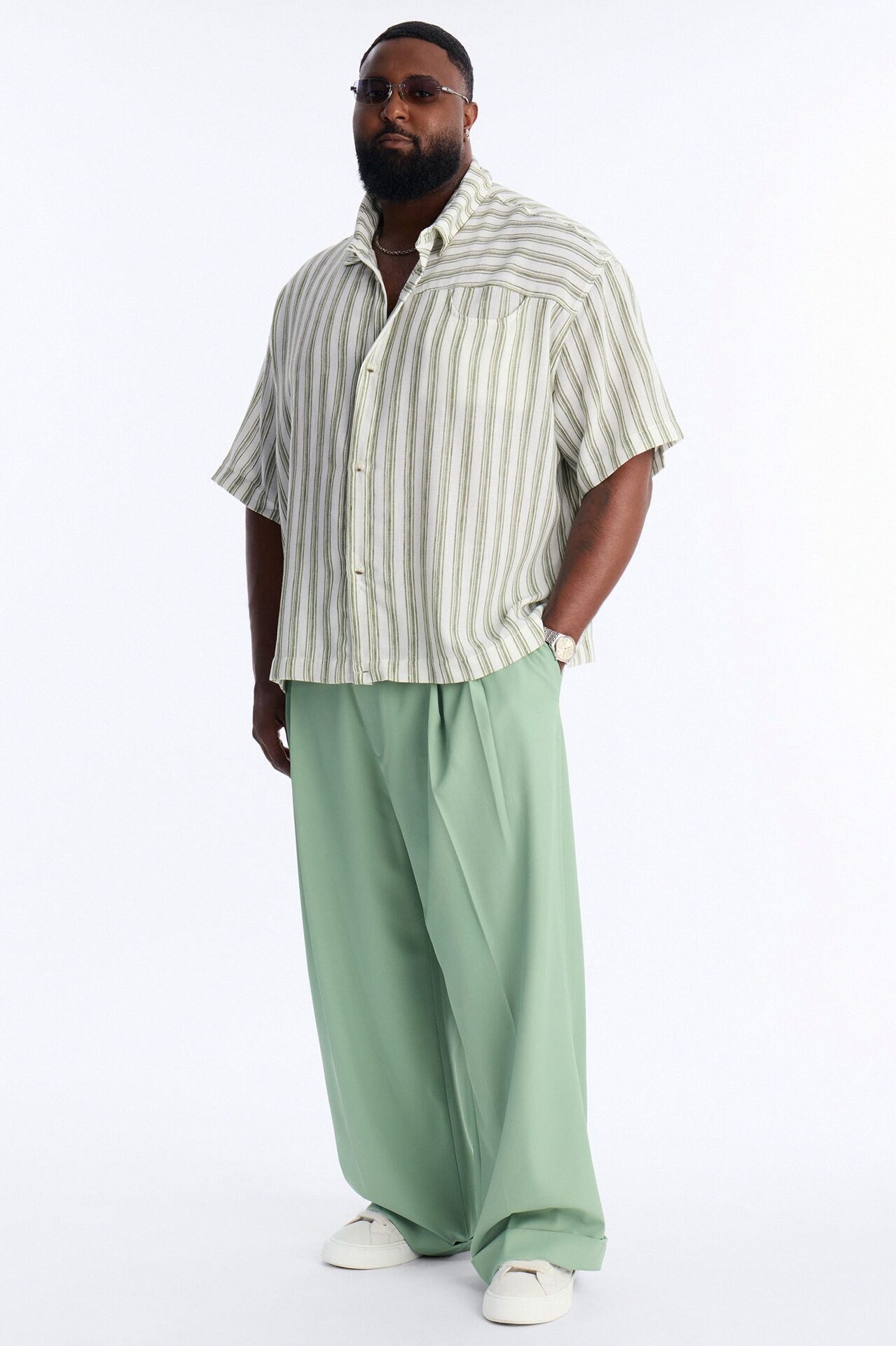 Relaxed Daycation Stripe Button Up Shirt - Green/combo