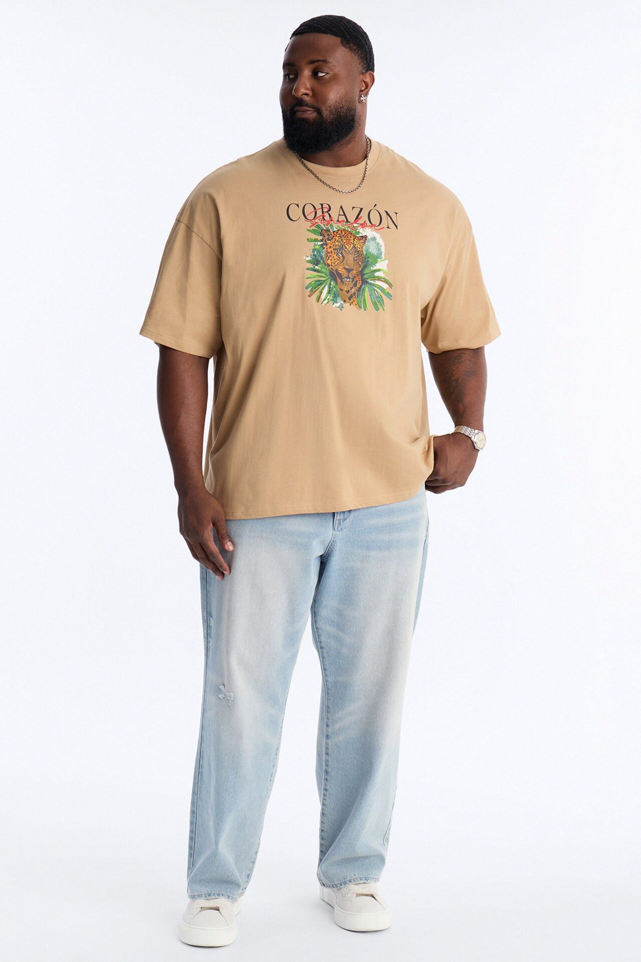 Corazon Sinaloa Oversized Short Sleeve Tee - Tan