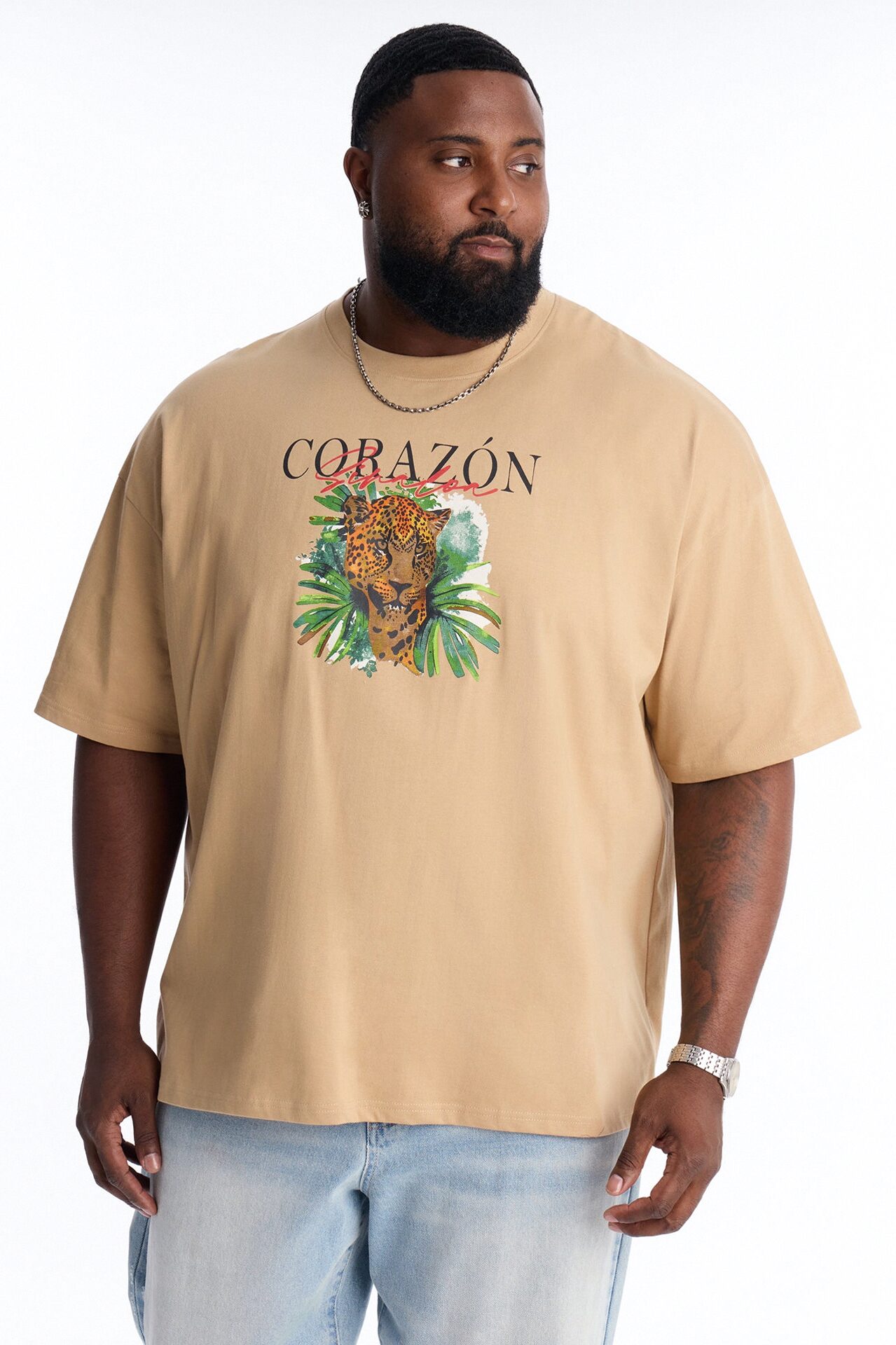 Corazon Sinaloa Oversized Short Sleeve Tee - Tan