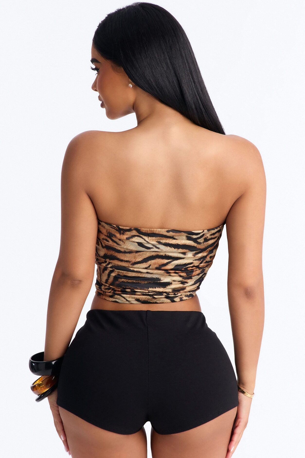 Hear Me Roar Tiger Bandeau Top - Brown/combo