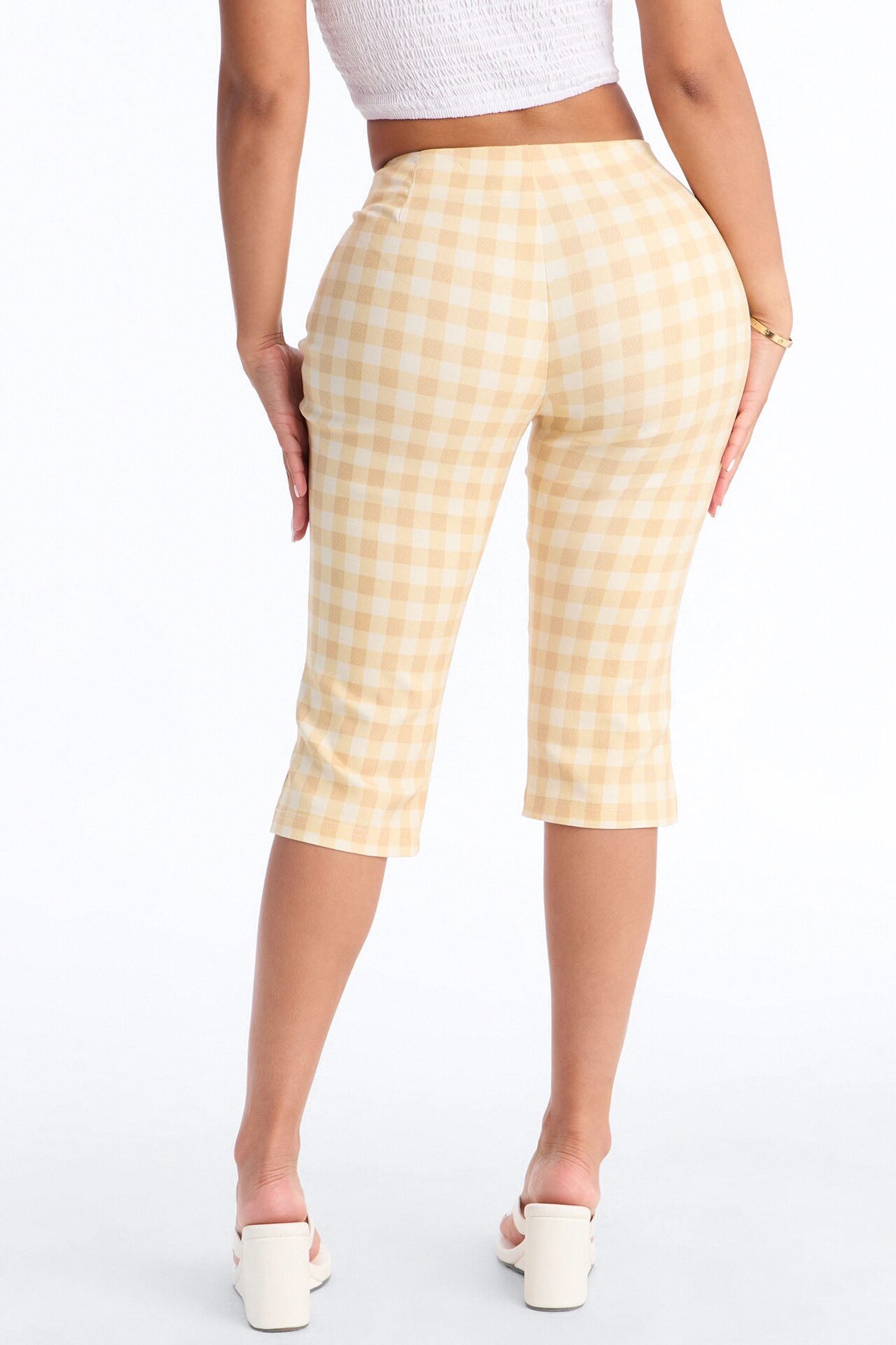 Juliette Gingham Capri Pant - Yellow/combo