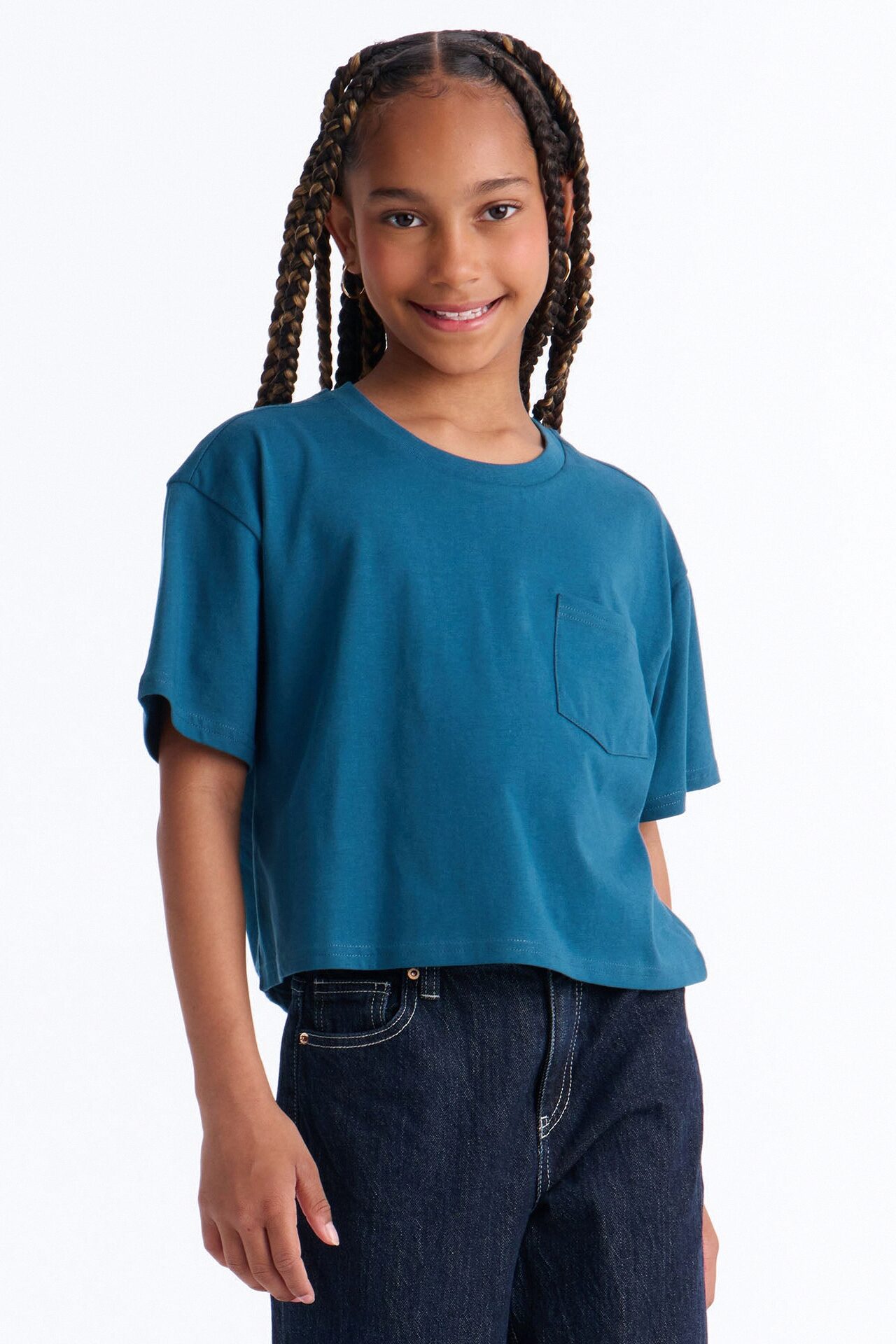 Mini Elisa Relaxed Crop Tee II - Teal