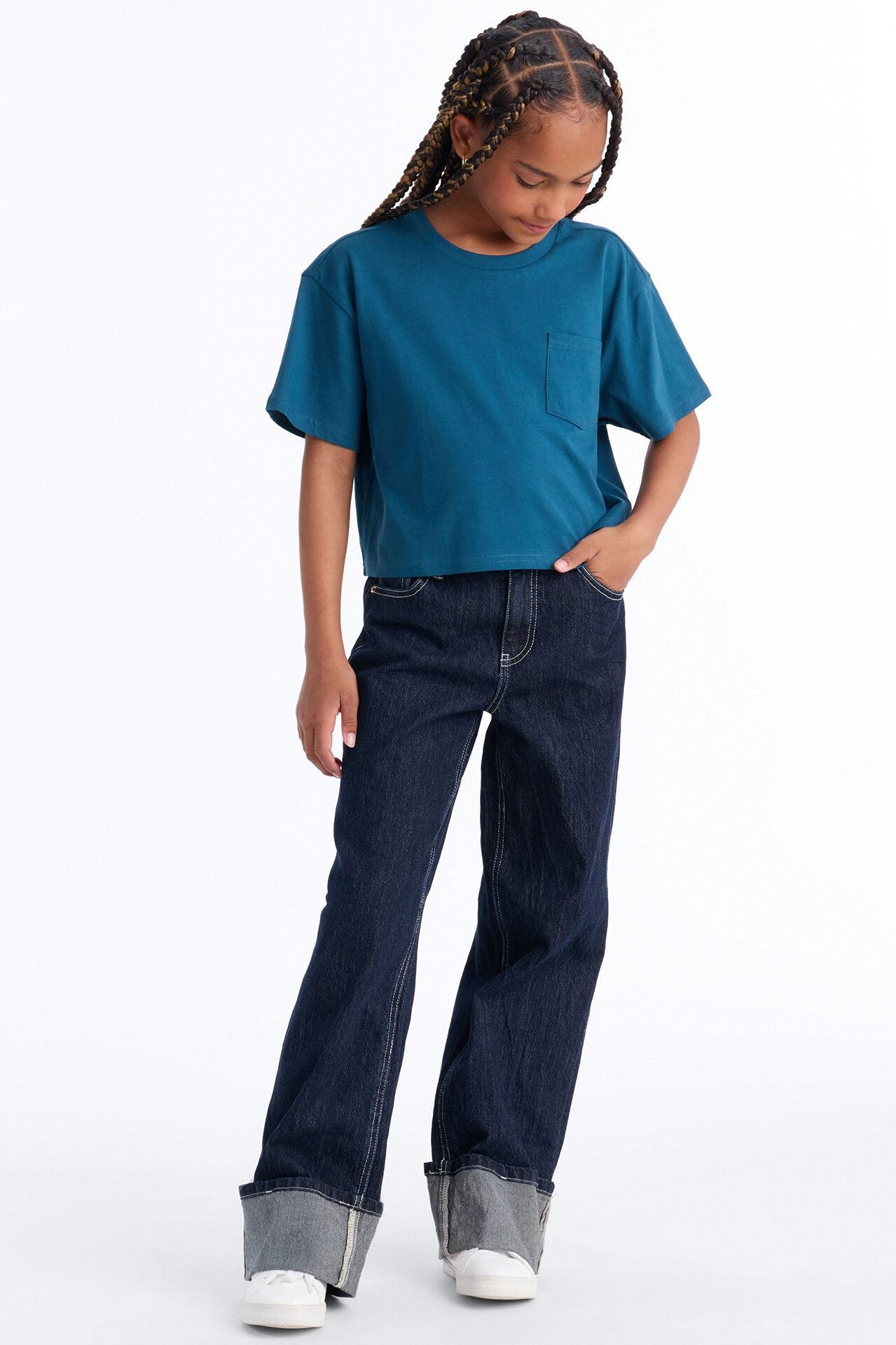 Mini Elisa Relaxed Crop Tee II - Teal