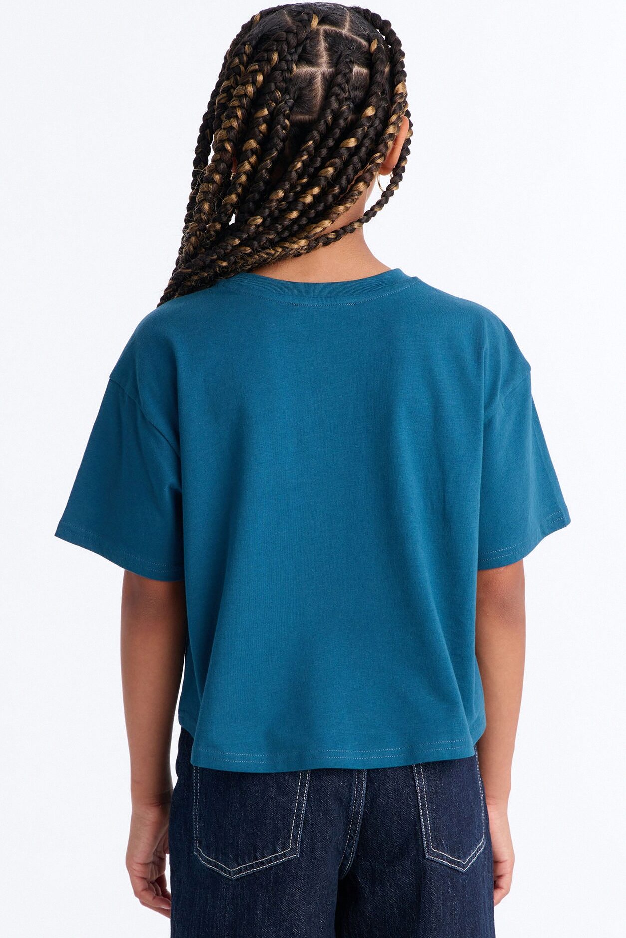 Mini Elisa Relaxed Crop Tee II - Teal