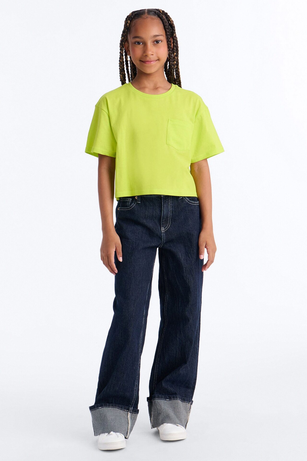 Mini Elisa Relaxed Crop Tee II - Neon Green