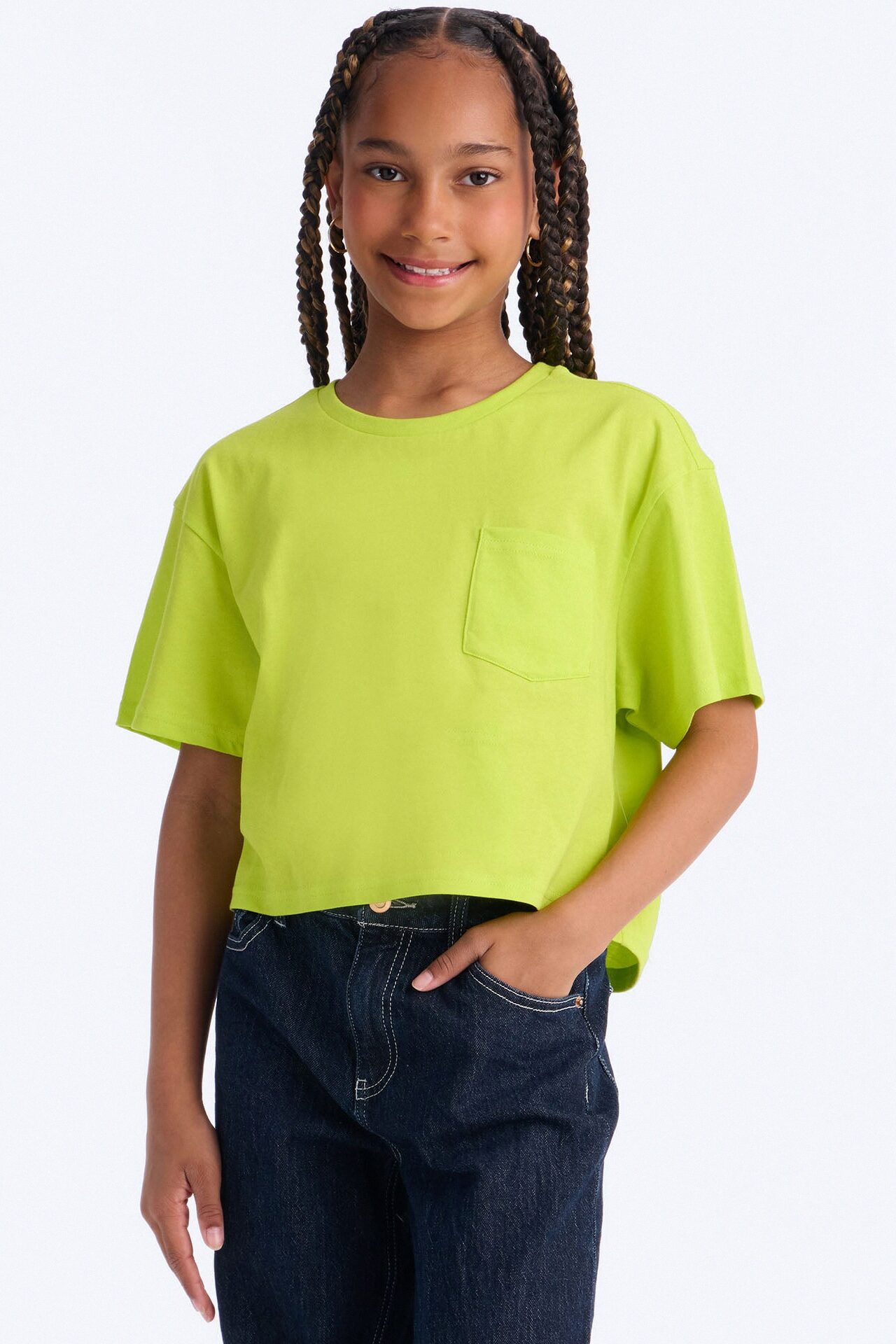 Mini Elisa Relaxed Crop Tee II - Neon Green