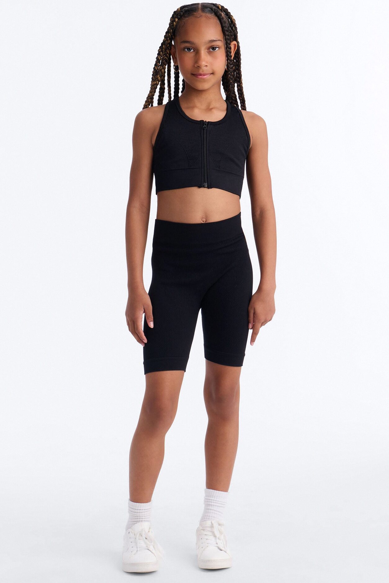 Mini Sully Seamless Ribbed Biker Short Set - Black