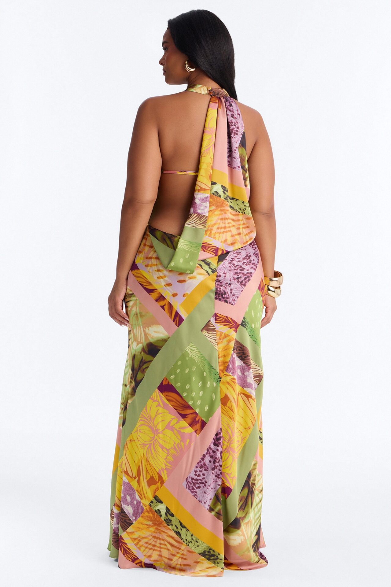 Wild Thoughts Satin Maxi Dress - Yellow/combo