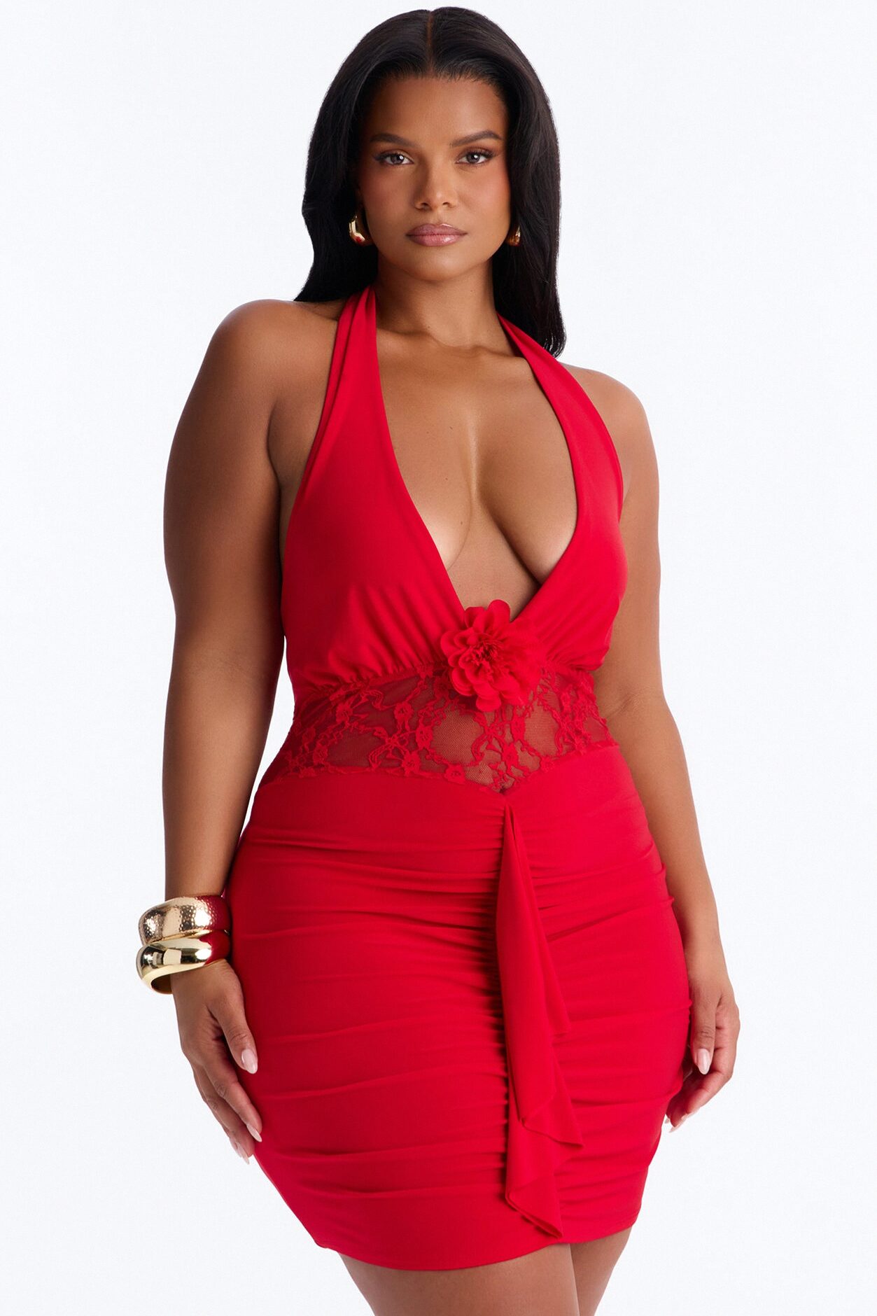 Leila Halter Mini Dress - Red