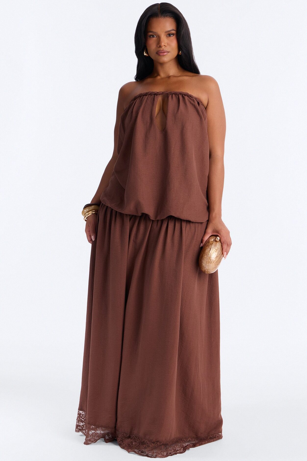 Just Having Fun Flowy Maxi Dress - Brown