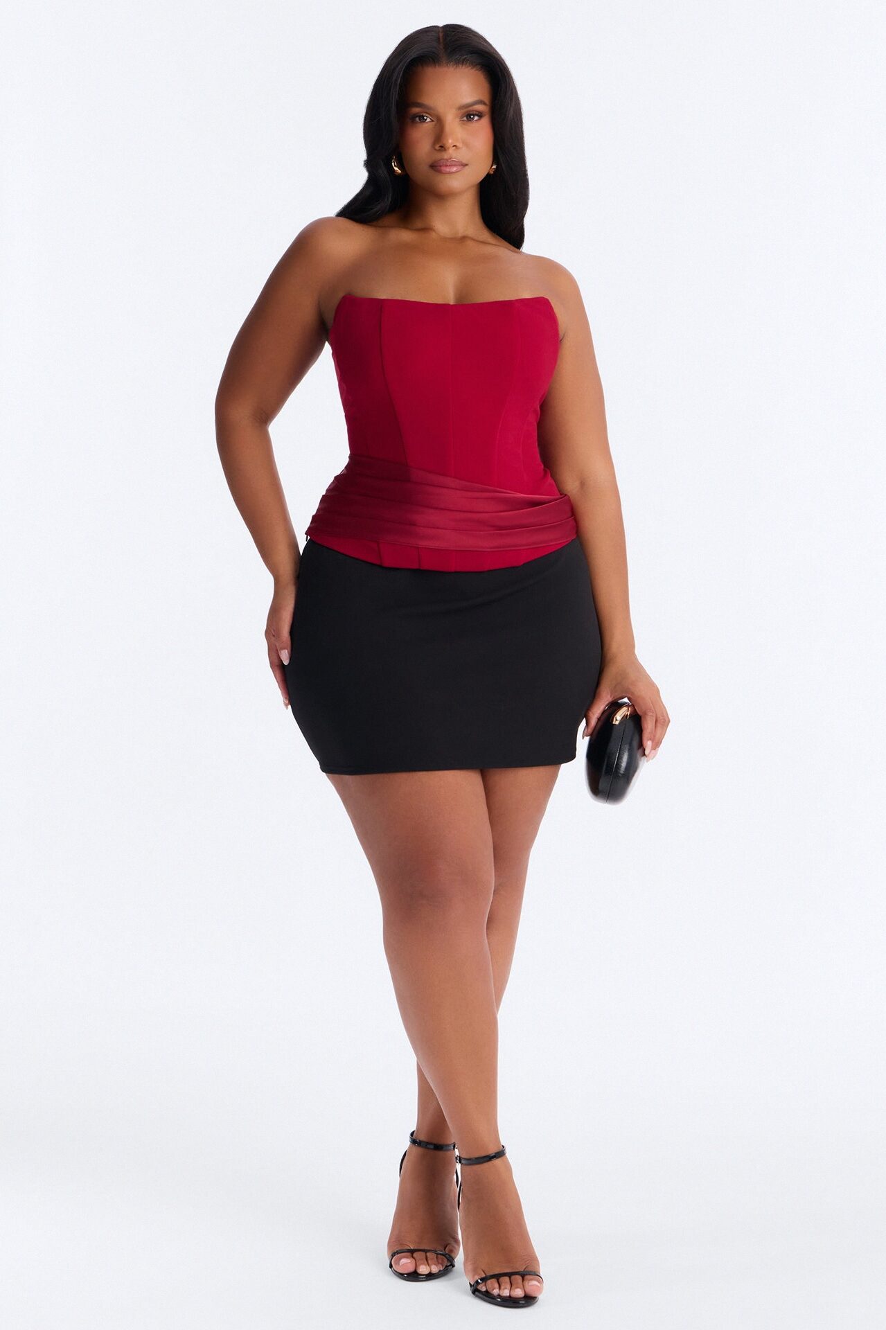 Sophistication Served Pleated Satin Corset - Red