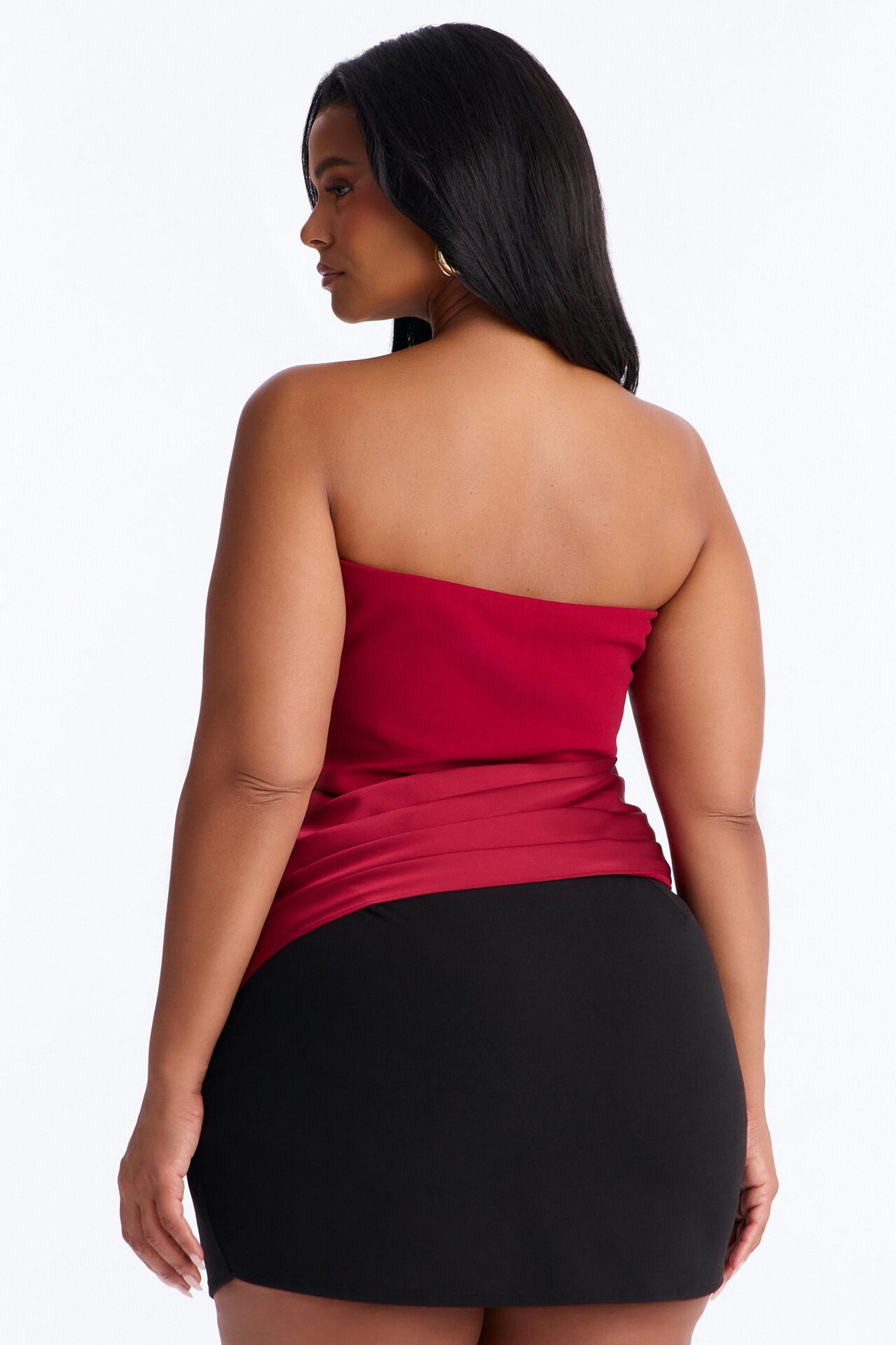 Sophistication Served Pleated Satin Corset - Red