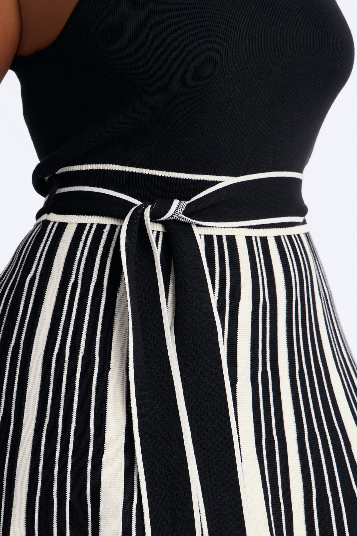 Danica A Line Knit Midi Dress - Black/White