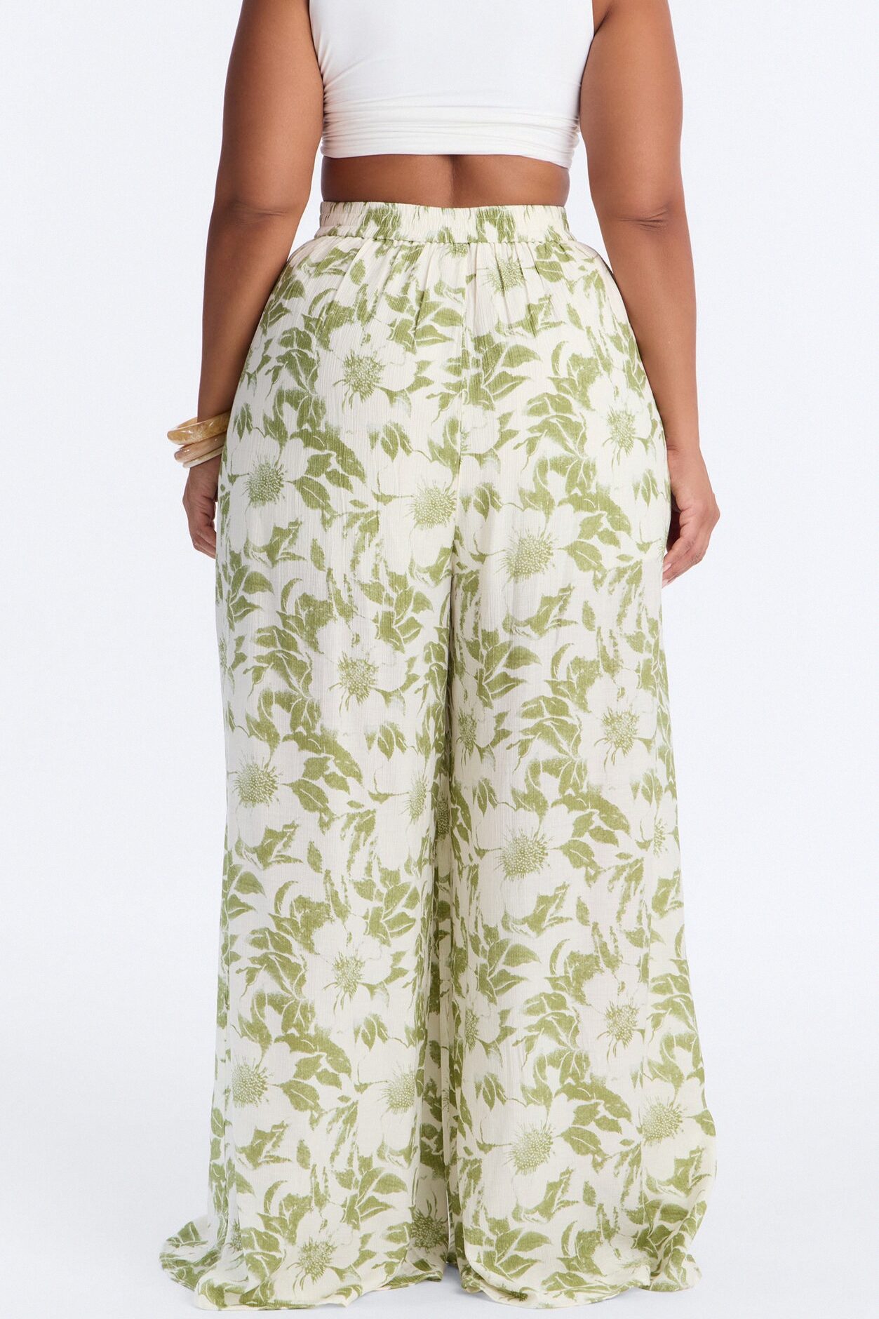 Samantha Breezy Wide Leg Textured Pant - Green