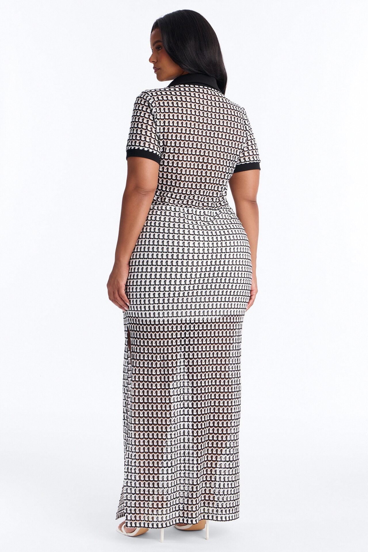 By The Palms Crochet Maxi Dress - Black/White