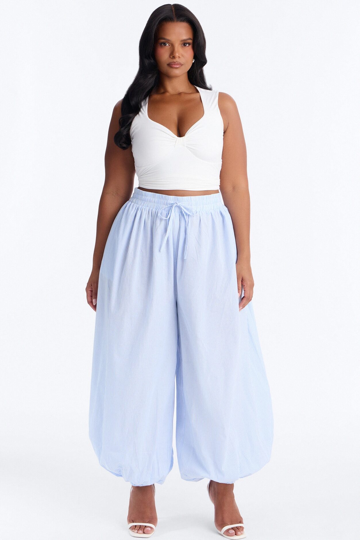 Easy Breezy Pinstripe Balloon Jogger - Blue
