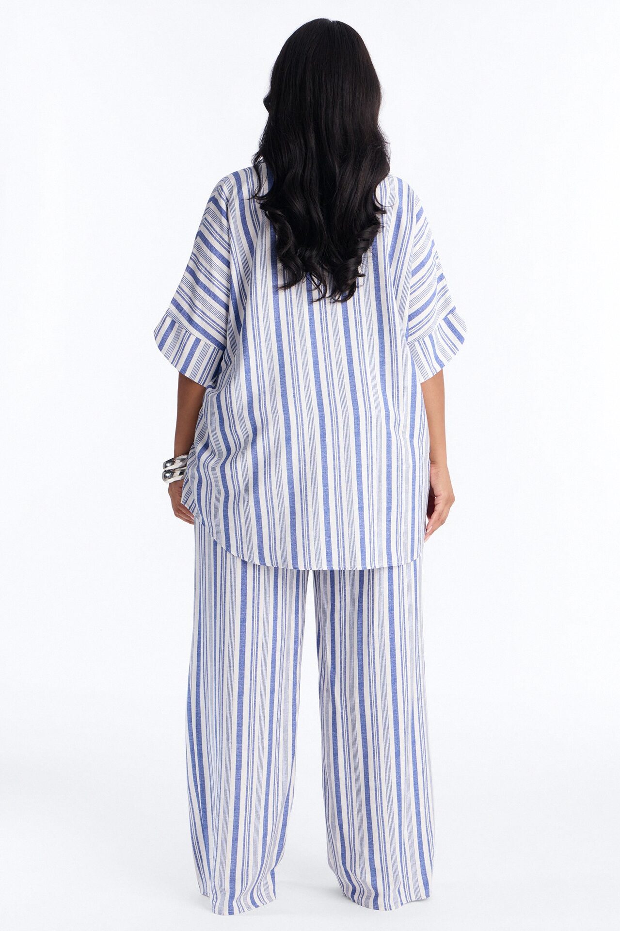 Kacey Striped Shirt Pant Set - Blue/combo