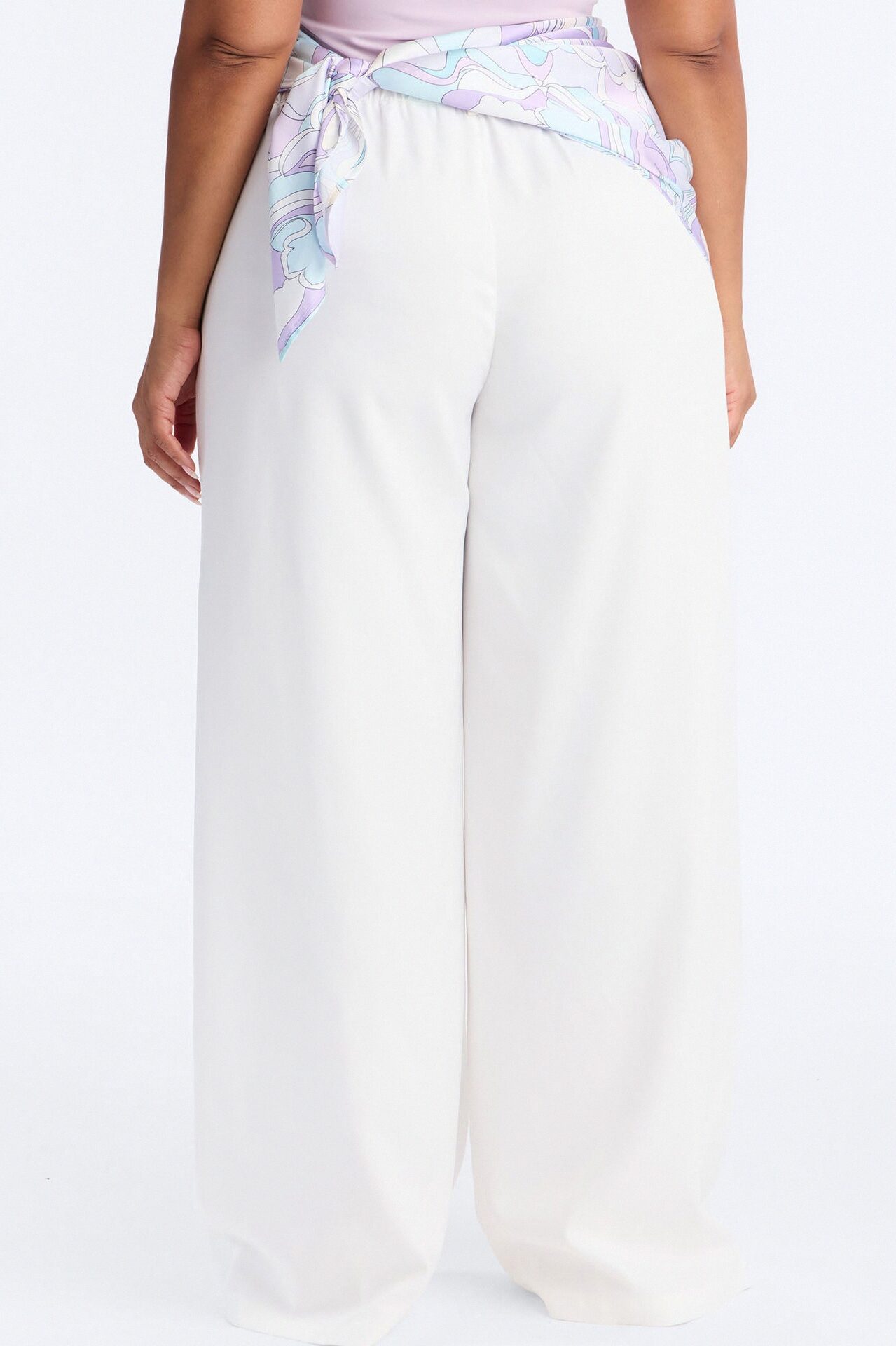 Malibu Days Scarf Belted Trouser Pant - White/combo