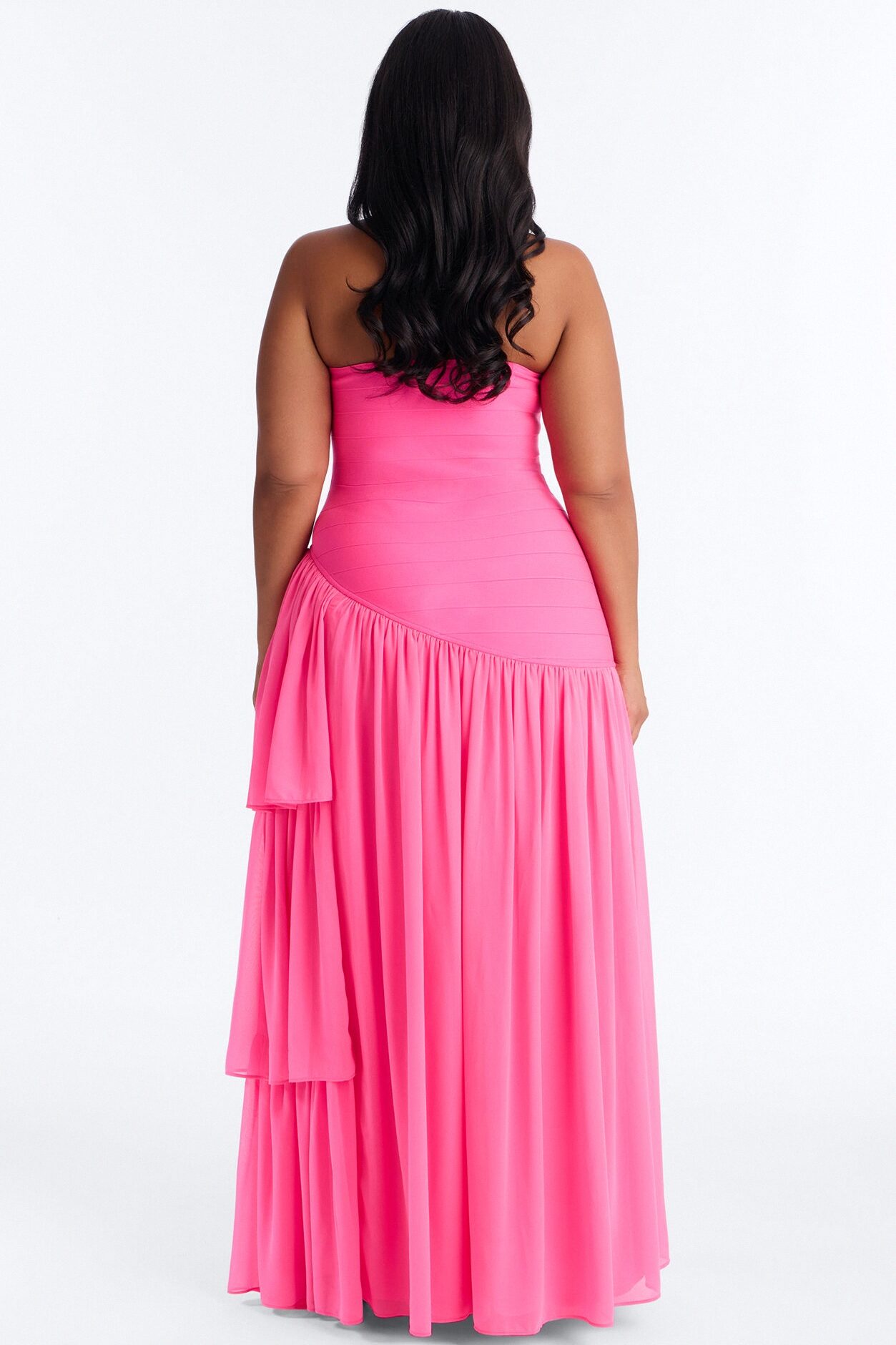 Center Stage Cut Out Bandage Maxi Dress - Hot Pink