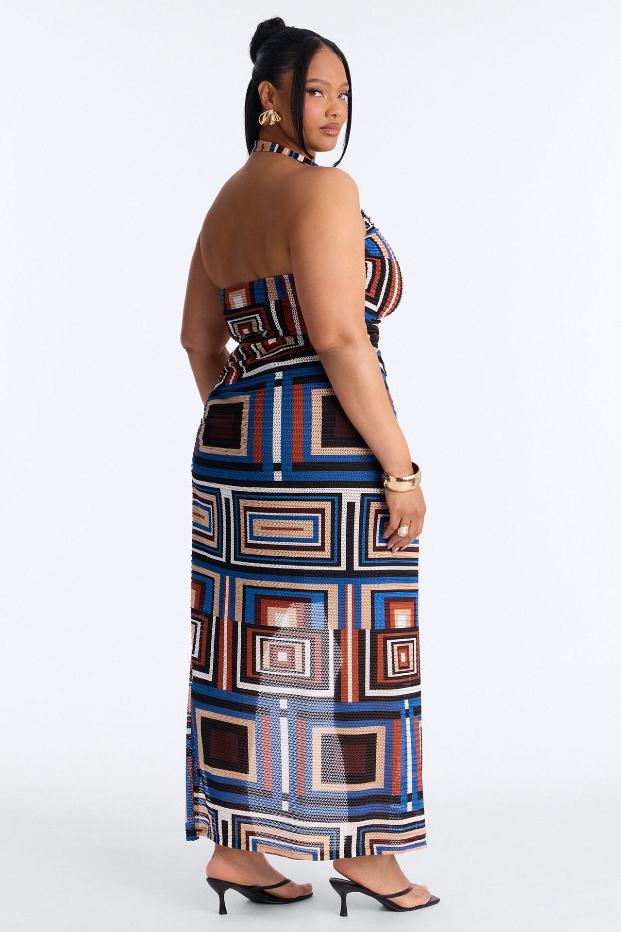 Alicia Halter Maxi Skirt Set - Black/combo
