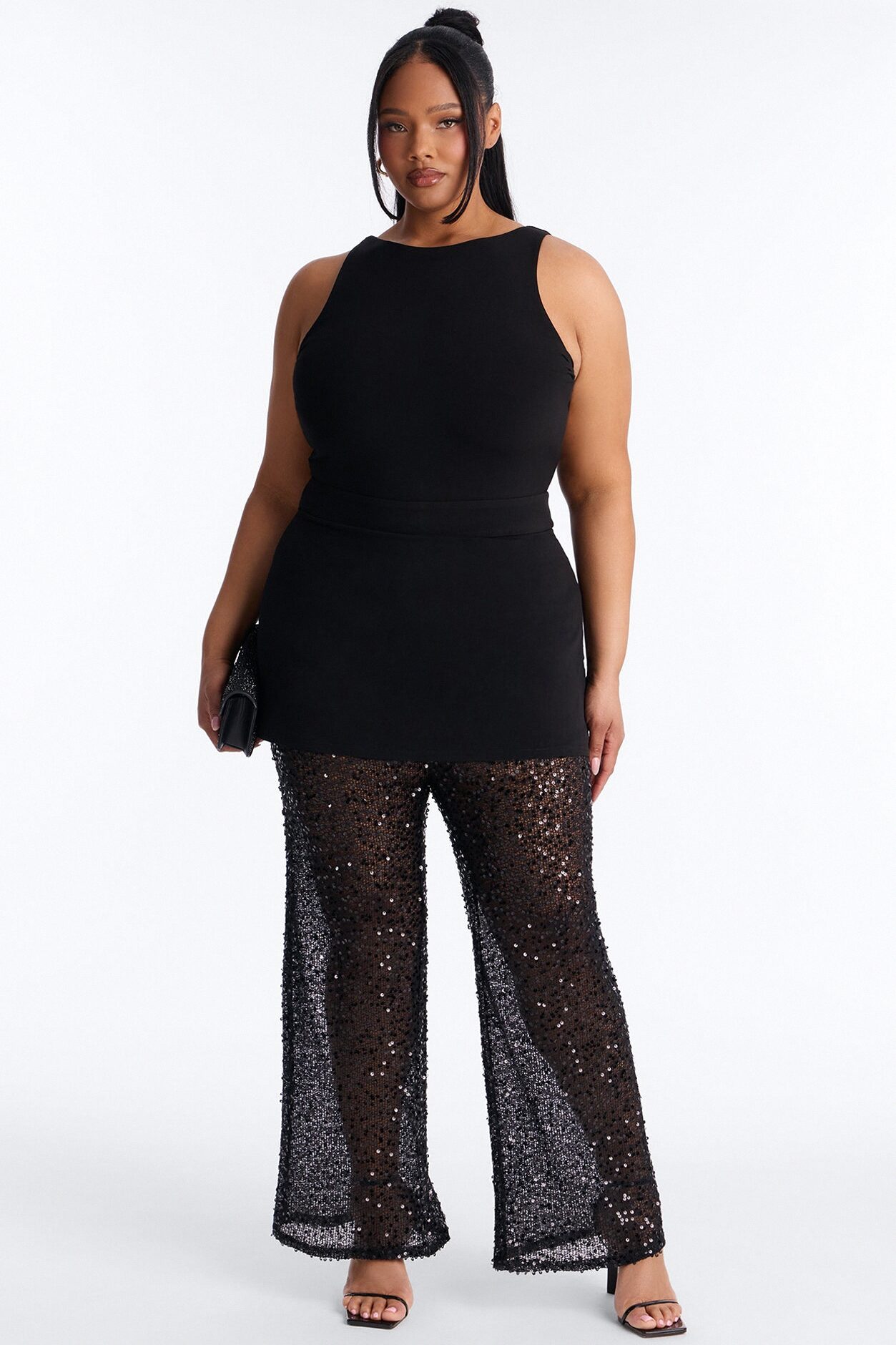 Mari Knit Sequin Jumpsuit - Black