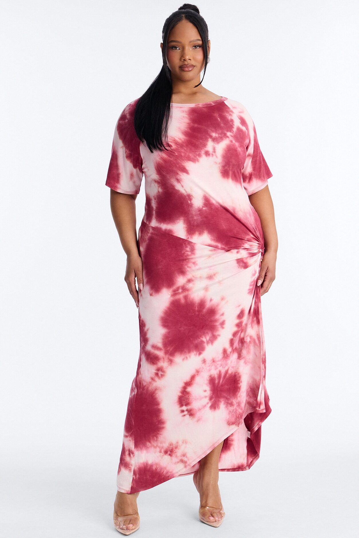 Leilani Tie Dye Maxi Dress - Burgundy/combo