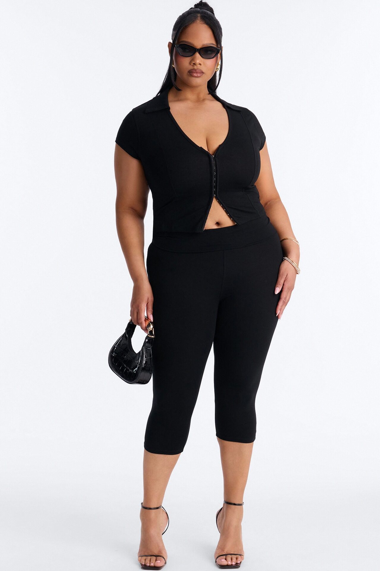 Karol Capri Pant Set - Black