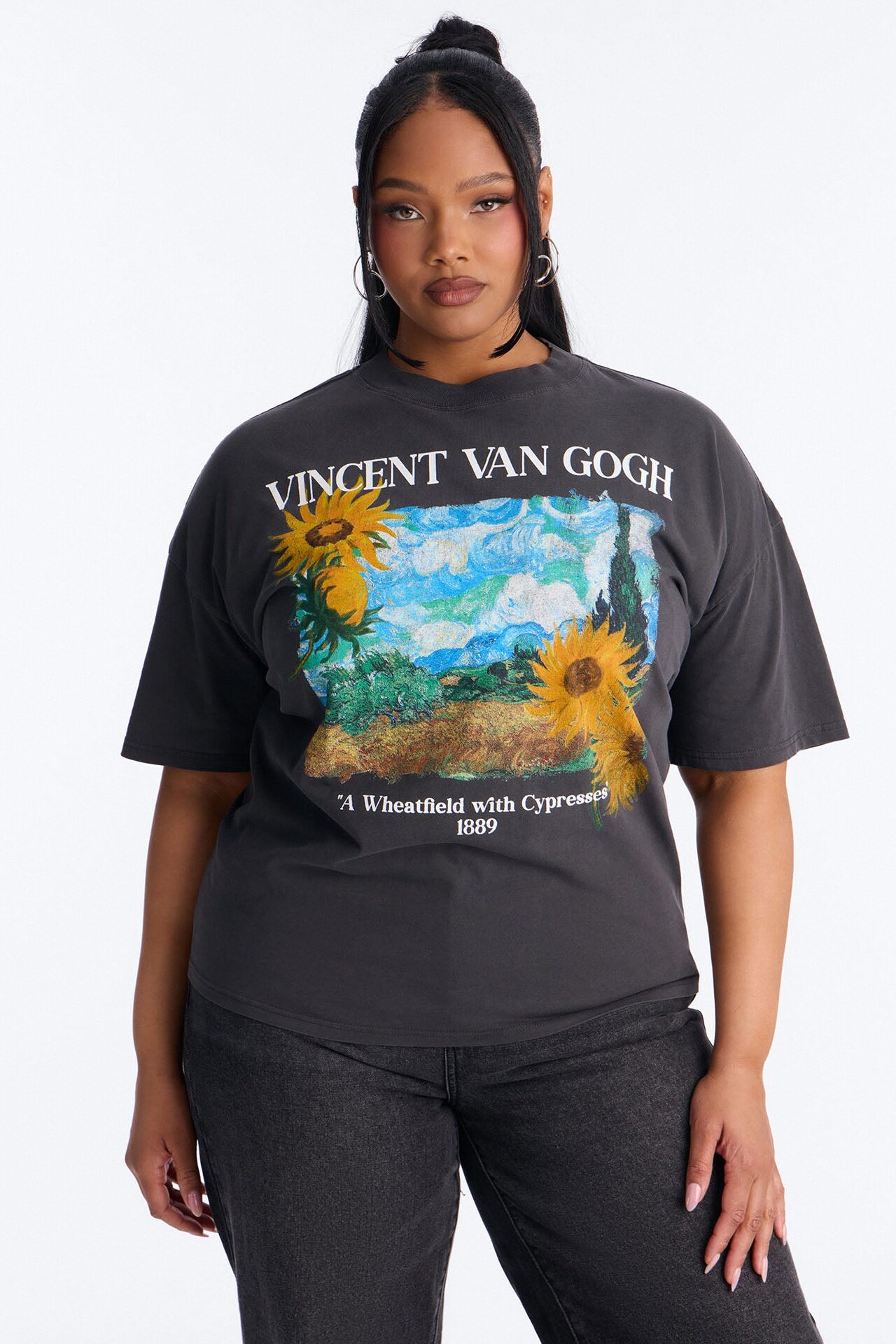 Vincent Van Gogh Sunflower Tee - Black Wash